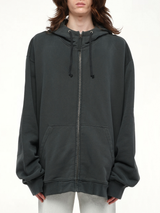 Zip Sweat Jacket in Washed Black