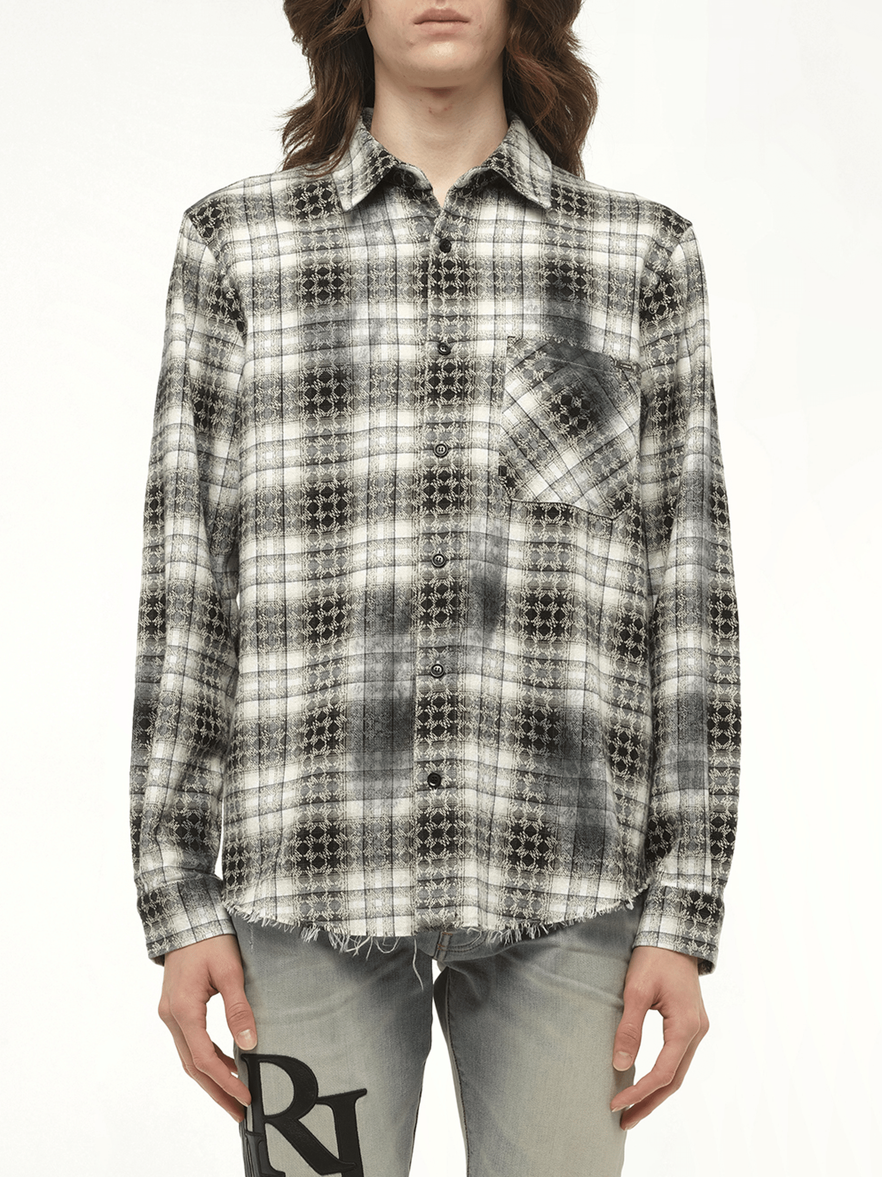 MA Quad Bleach Flannel Shirt in Black