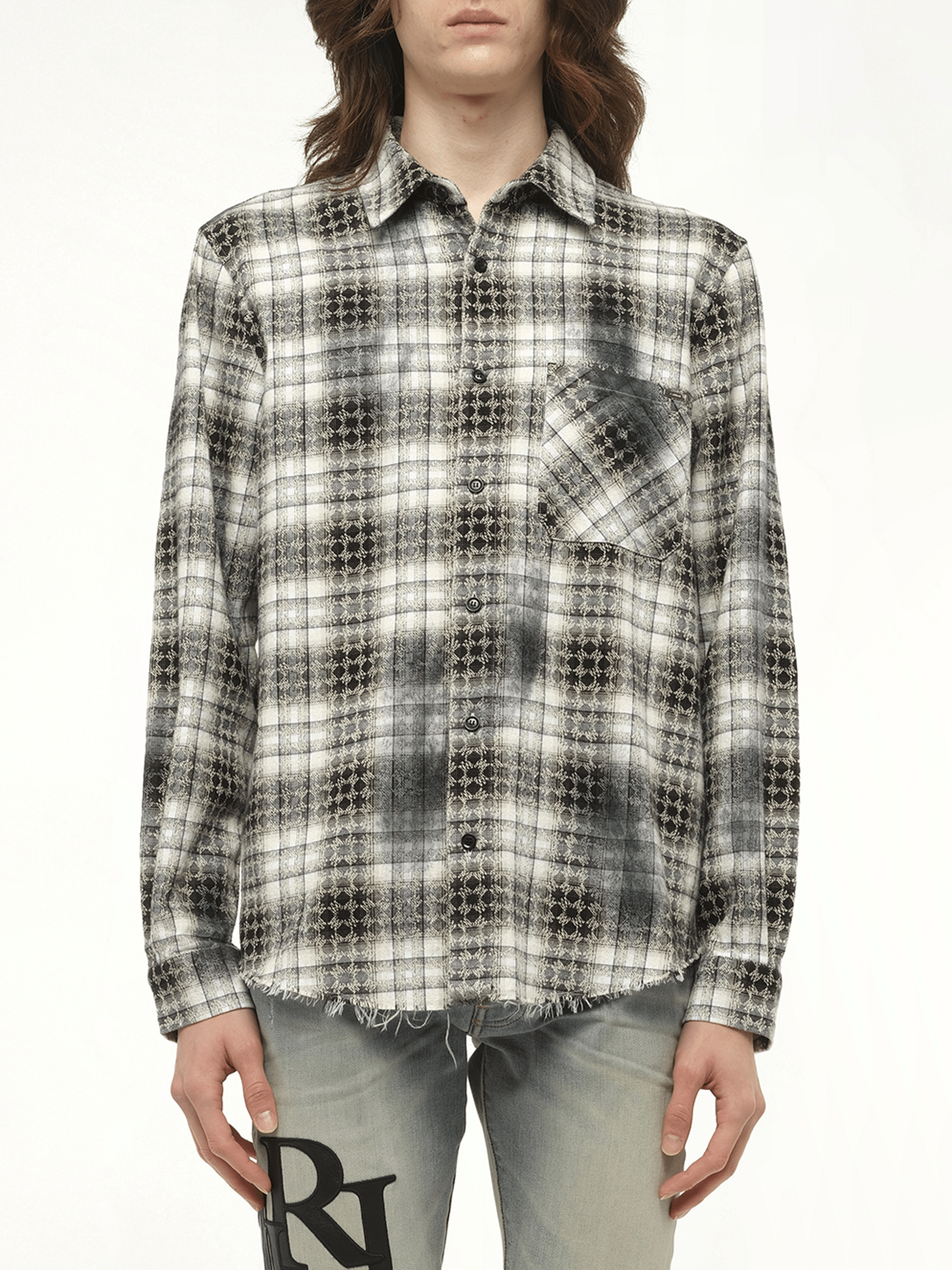 MA Quad Bleach Flannel Shirt in Black