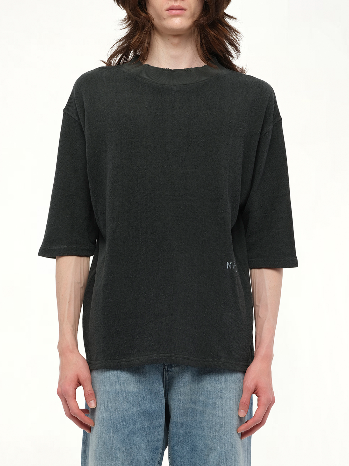 Reverse Terry T-Shirt in Washed Black