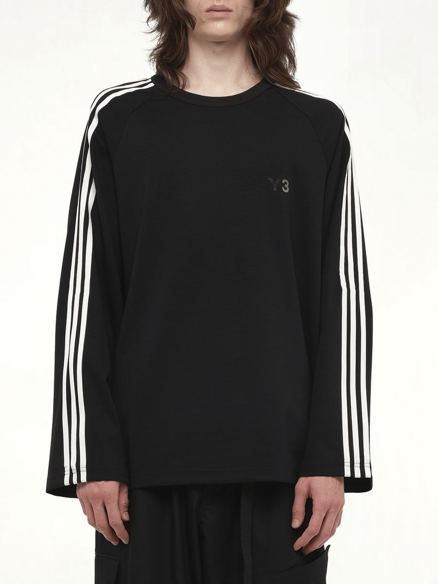 Wire Stripe Long Sleeve T-Shirt in Black