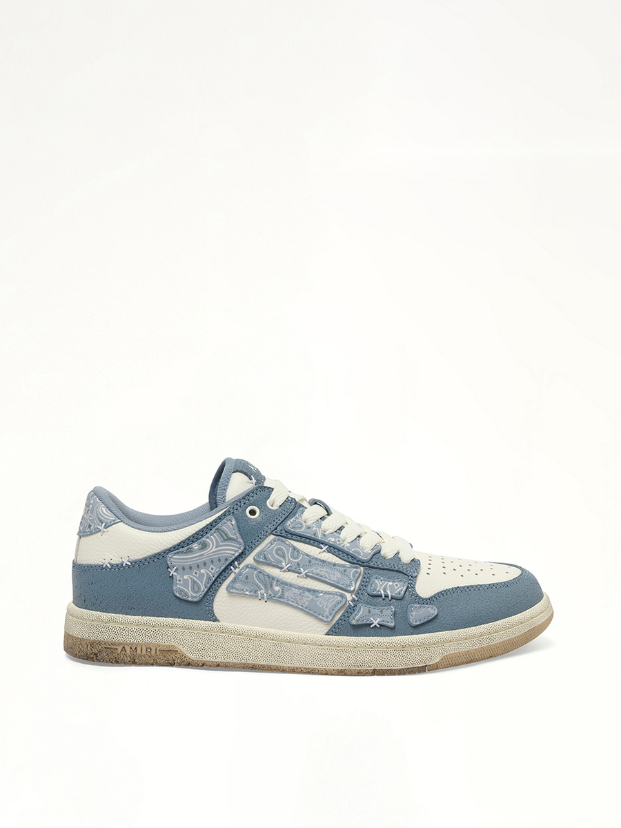 Bandana Skeleton Top Low Sneaker in Ashley Blue Side View | AMIRI