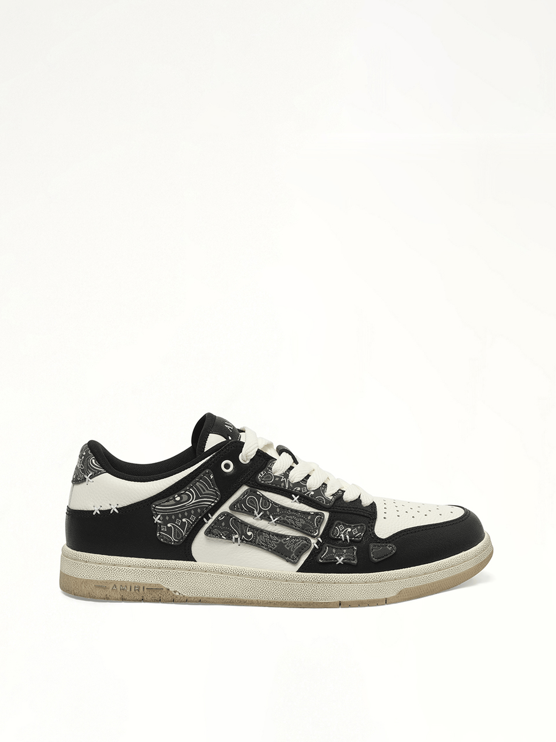 Bandana Skeleton Top Low Sneaker in Black Side View | AMIRI