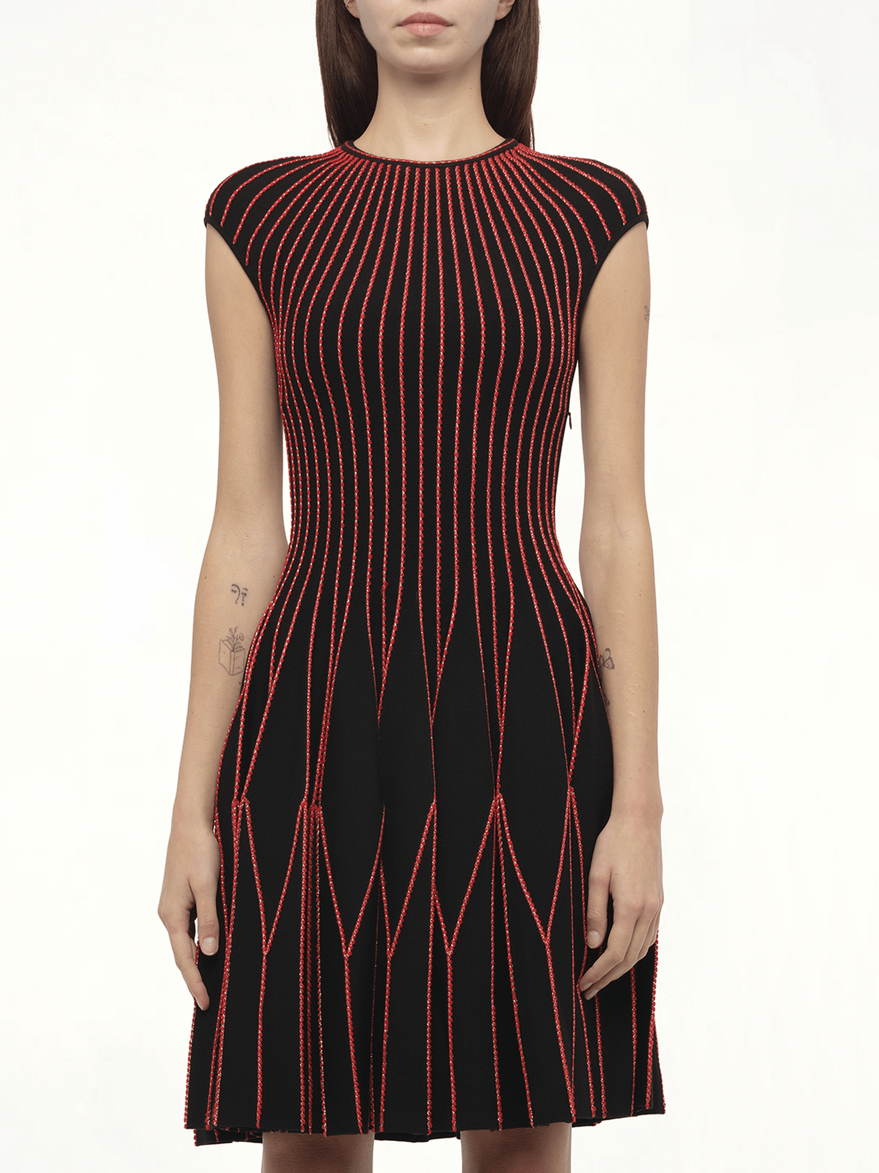 Knit Dress in Multi Black/Red