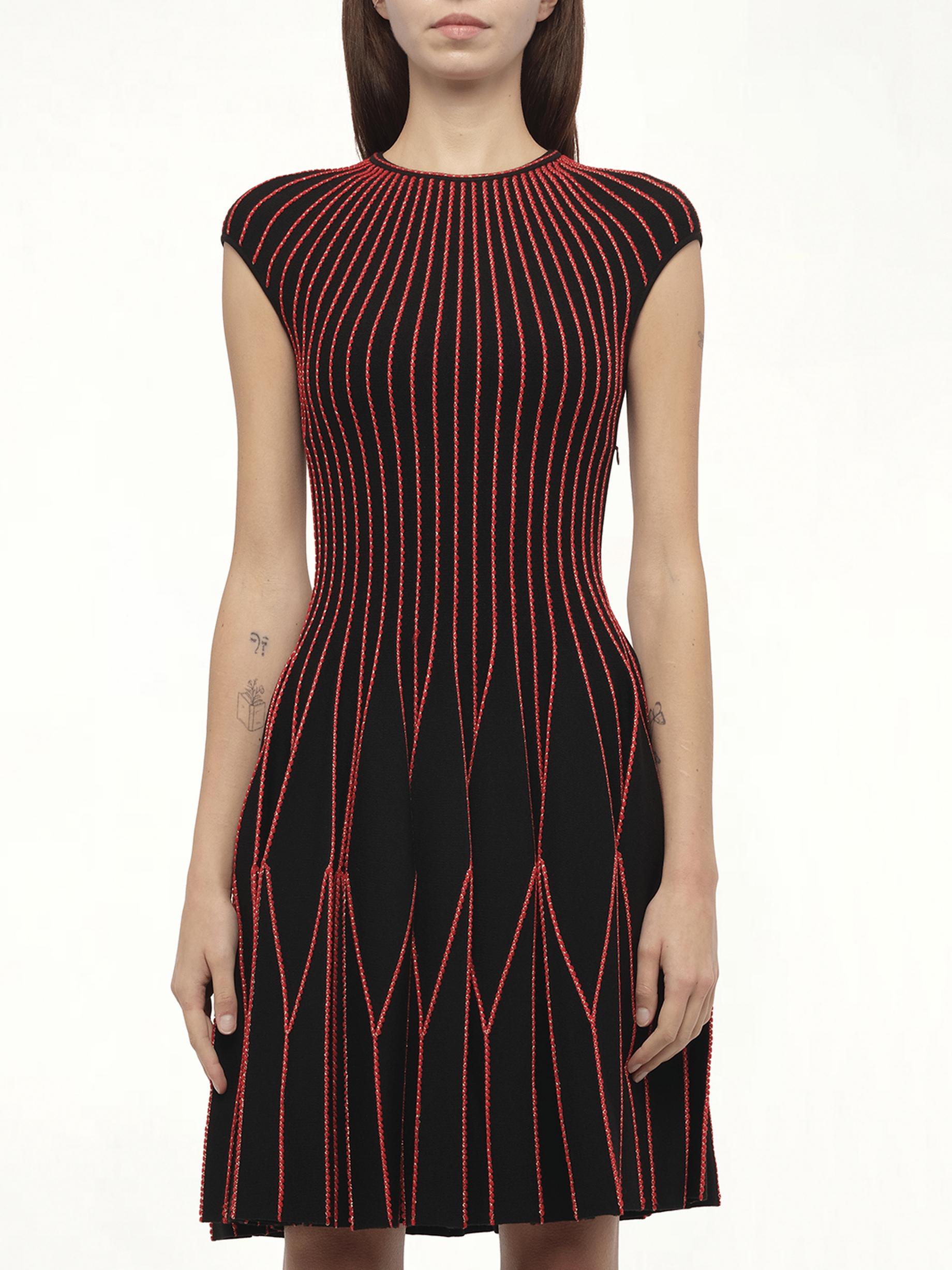 Knit Dress in Multi Black/Red