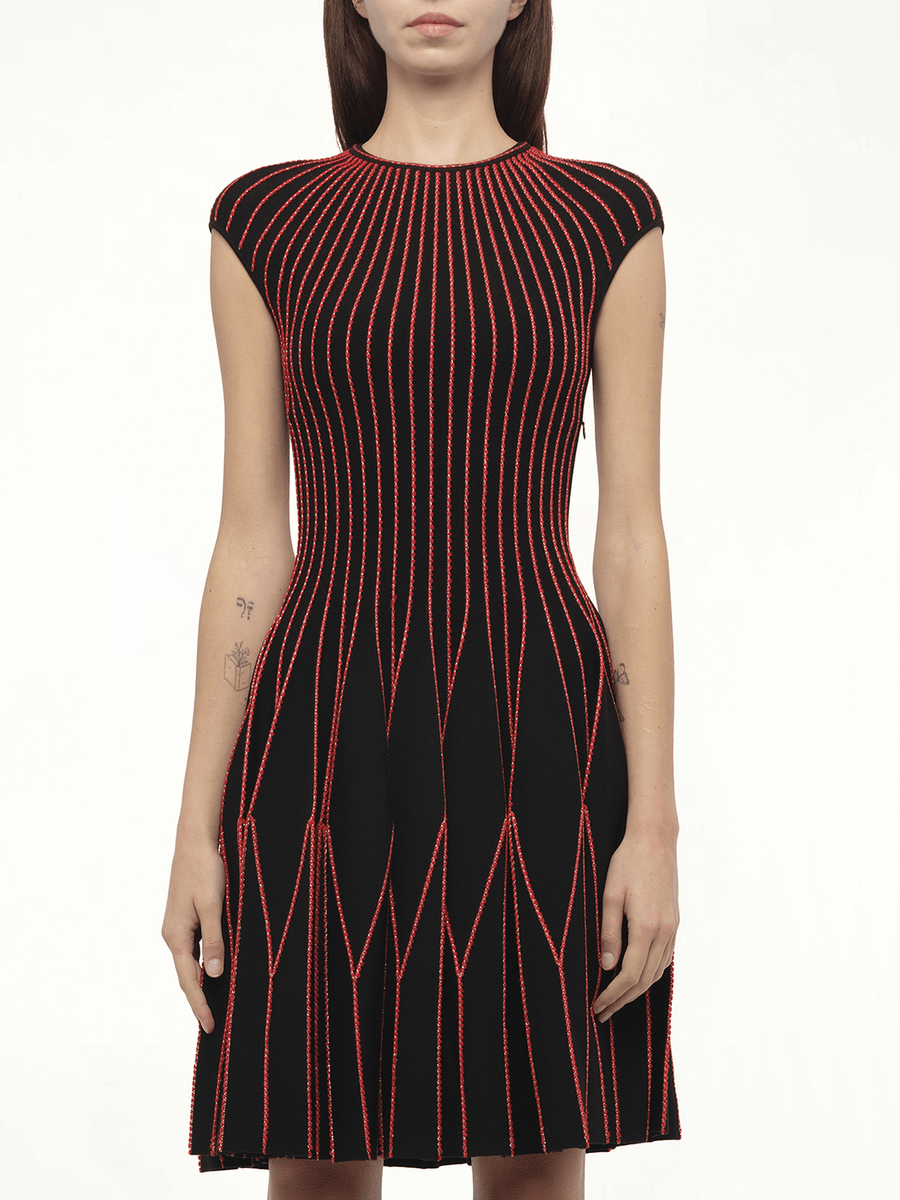 Knit Dress in Multi Black/Red