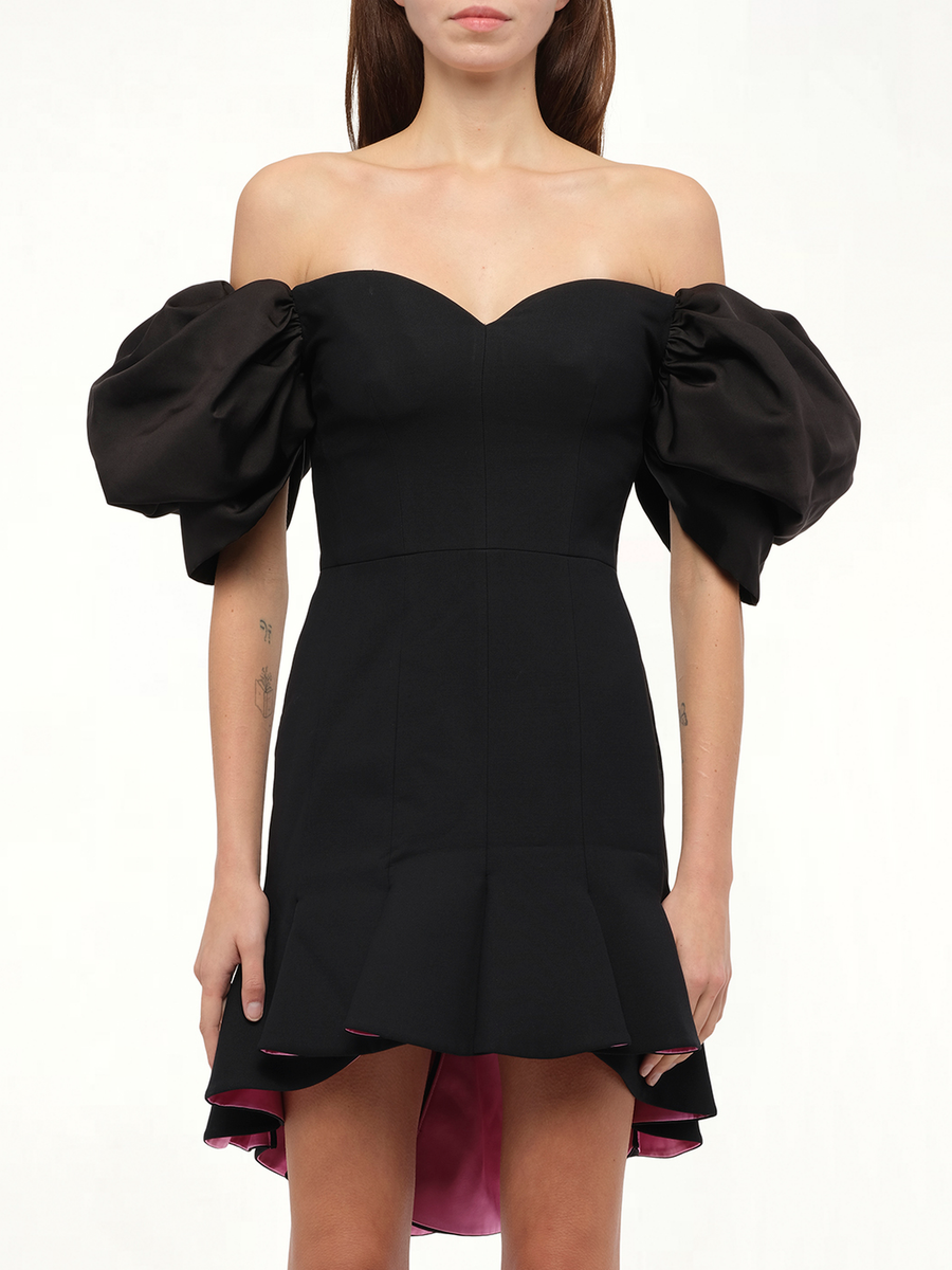 Wool Silk Dress in Black