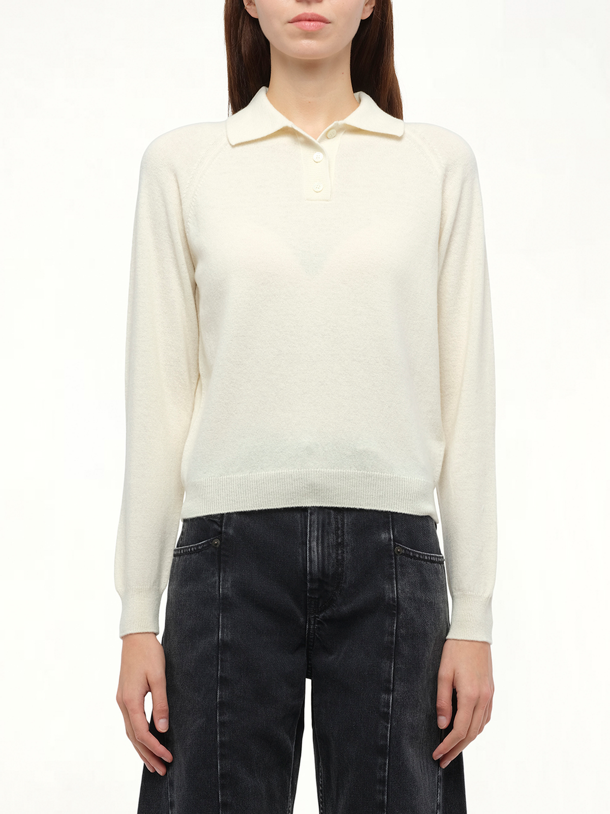 Wool Polo Shirt in Off White