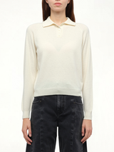 Wool Polo Shirt in Off White