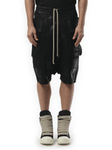 Rick Owens Drkshdw Foil Denim Creatch Cargo Pods in Black