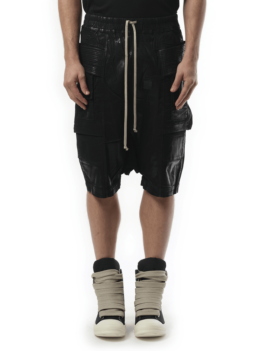 Rick Owens Drkshdw Foil Denim Creatch Cargo Pods in Black