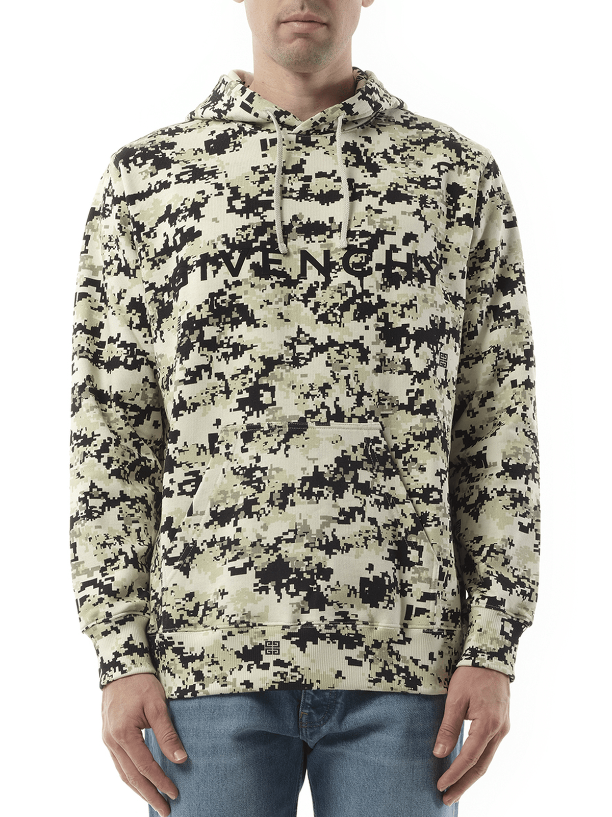 Givenchy Camo All Over Hoodie in Pearl Beige/Black