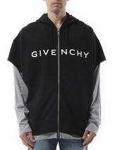 Givenchy Jersey Multi Layer Hoodie in Black/Grey