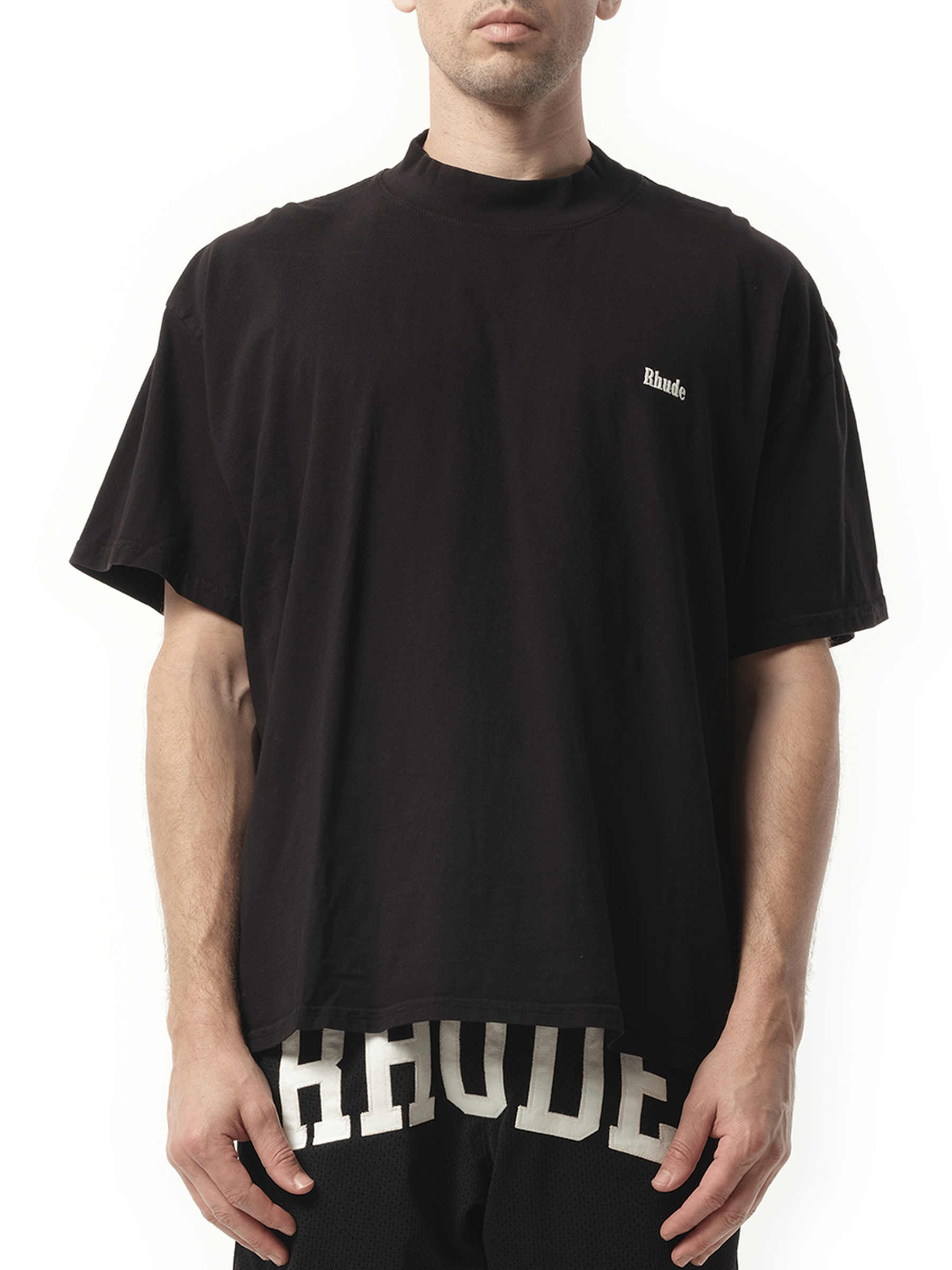 Rhude Classique Mock Neck T-Shirt in Black