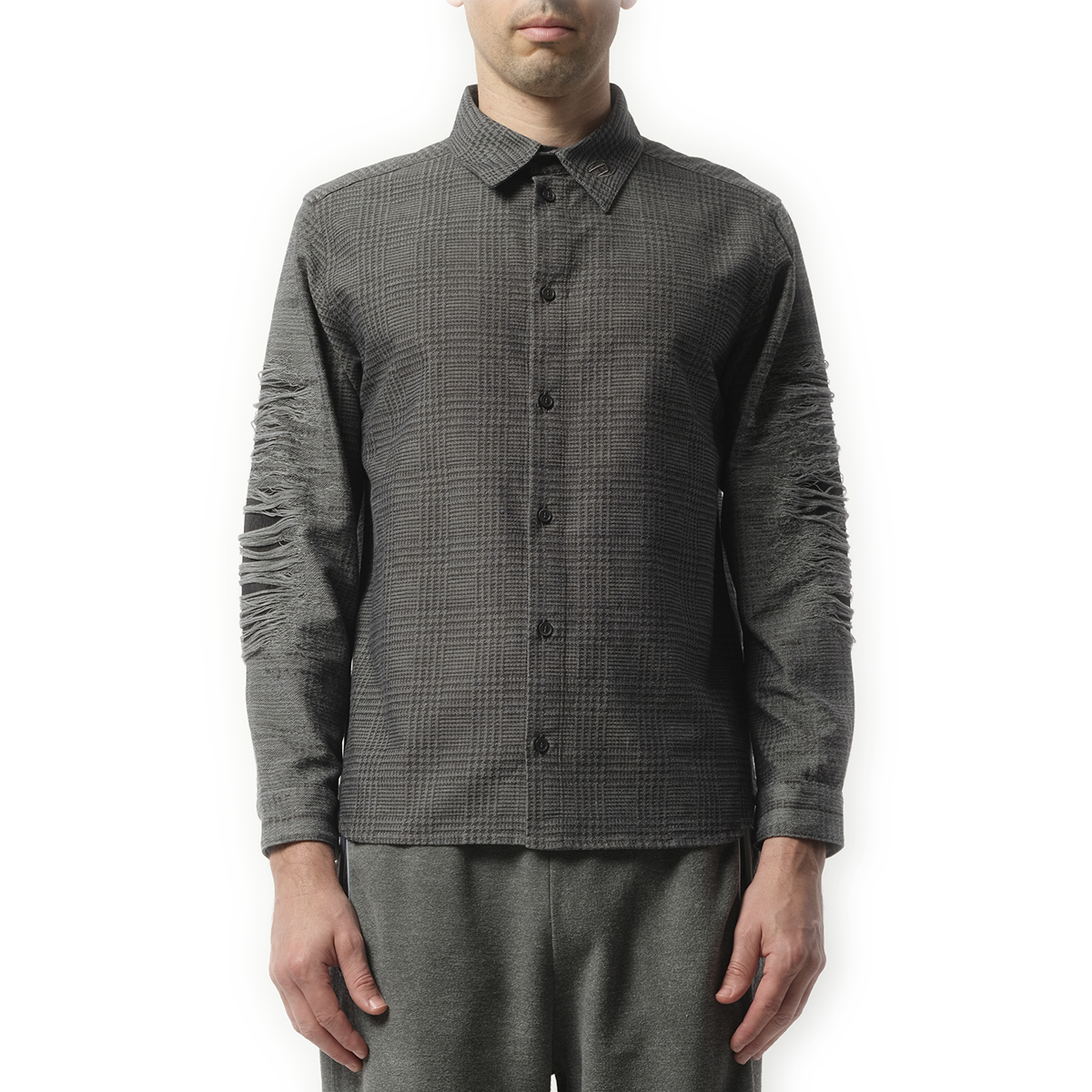 Distressed Sleeve Shirt in Grey