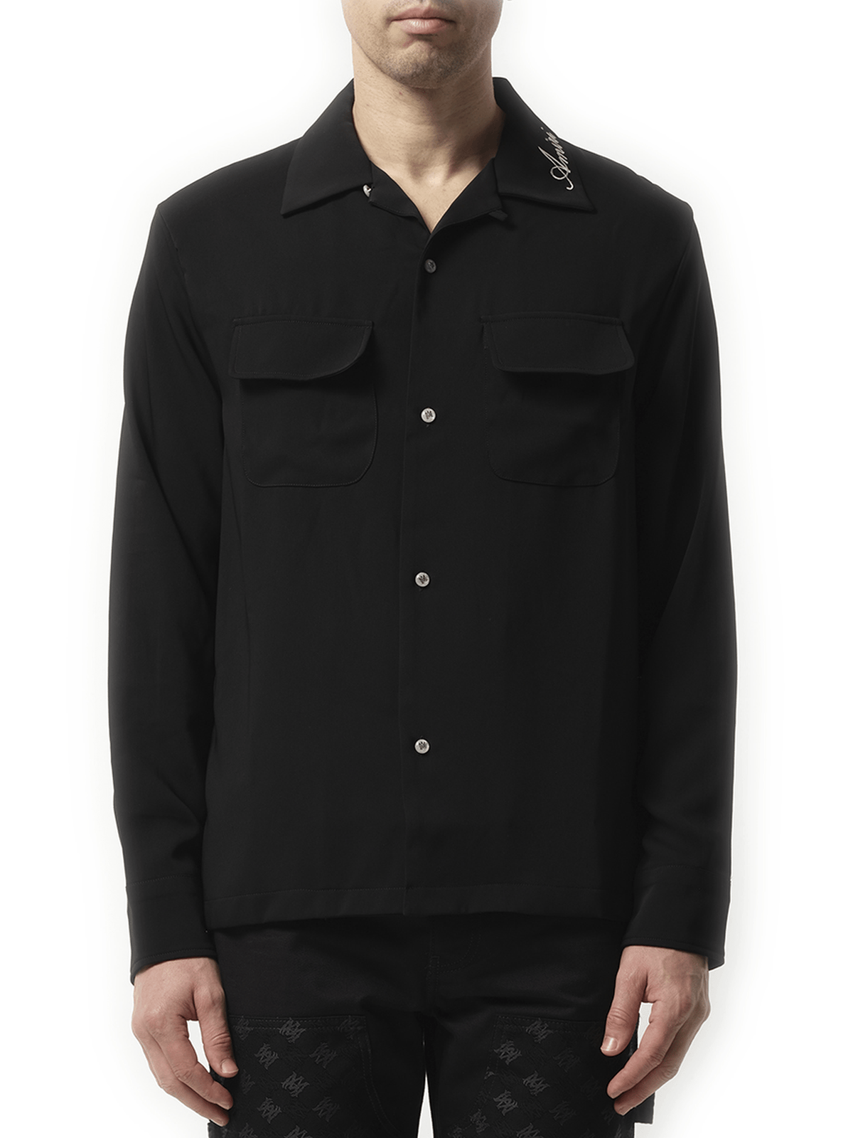Amiri Round Pocket Dress Shirt in Black