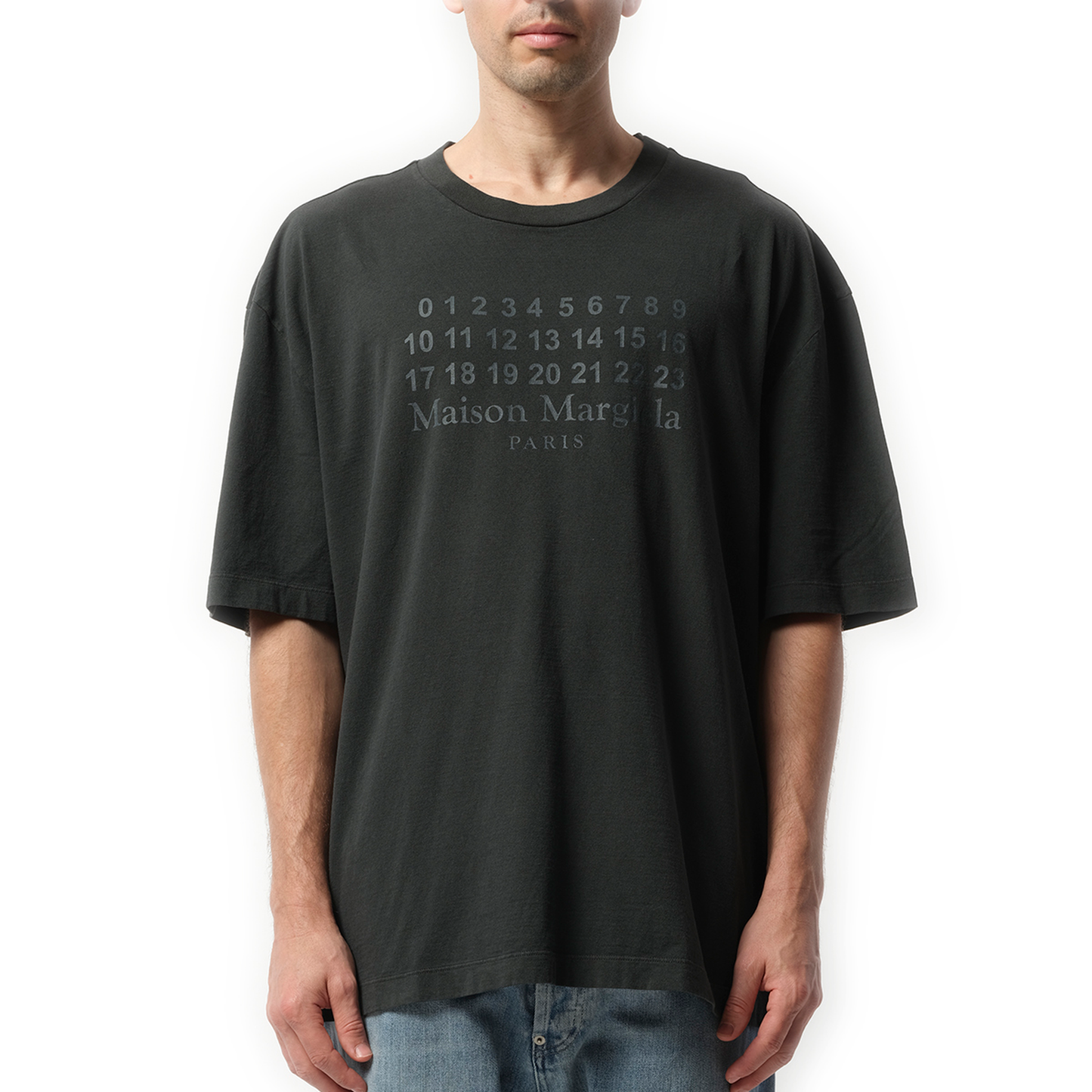 Number Logo T-Shirt in Washed Black