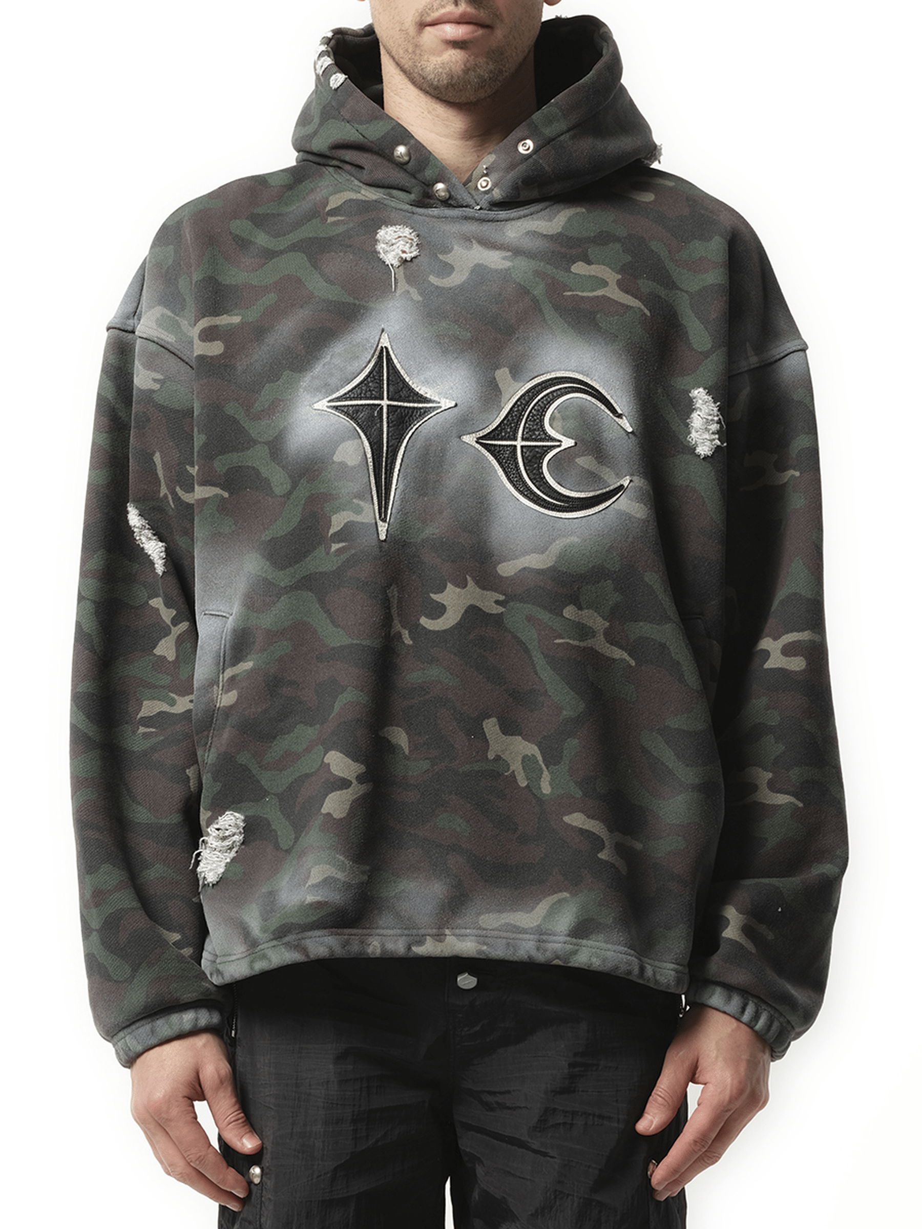 Thug Club Sprayed Camoflage Rock Hoodie in Camo