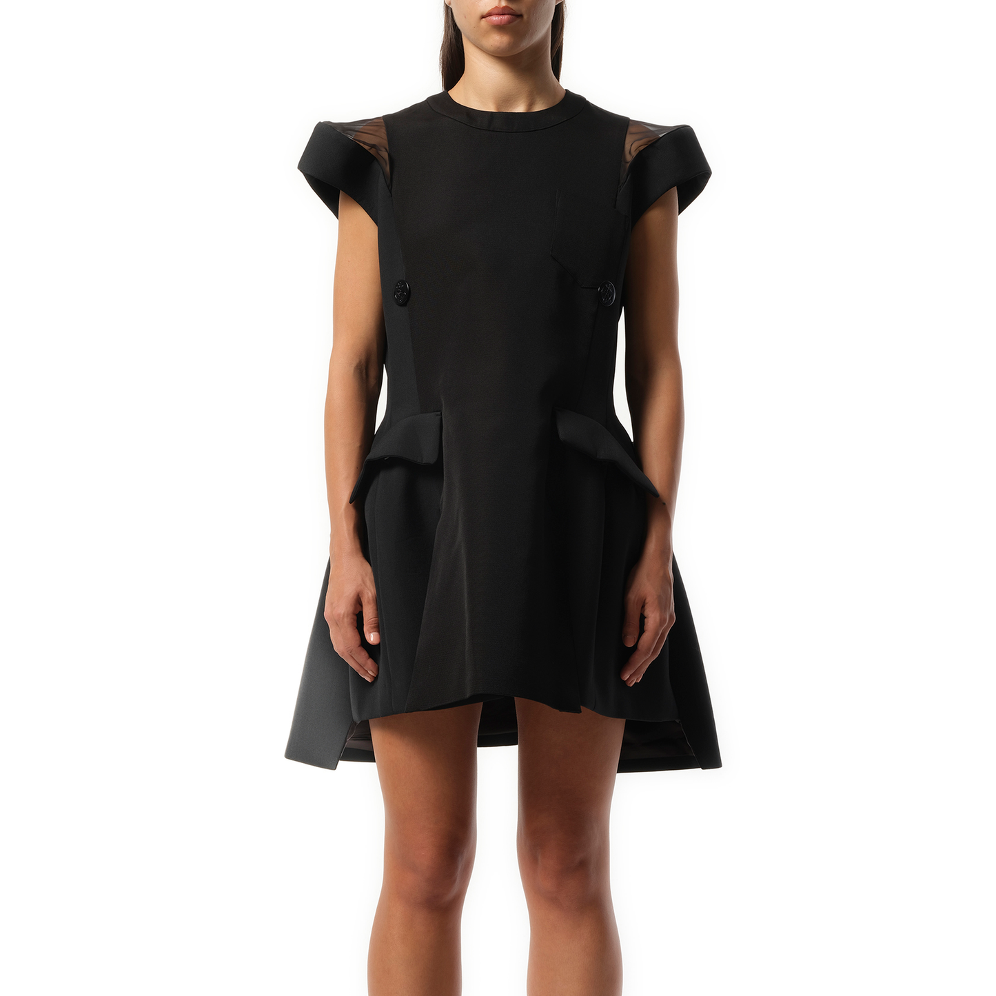 Double-Faced Silk Cotton Dress in Black