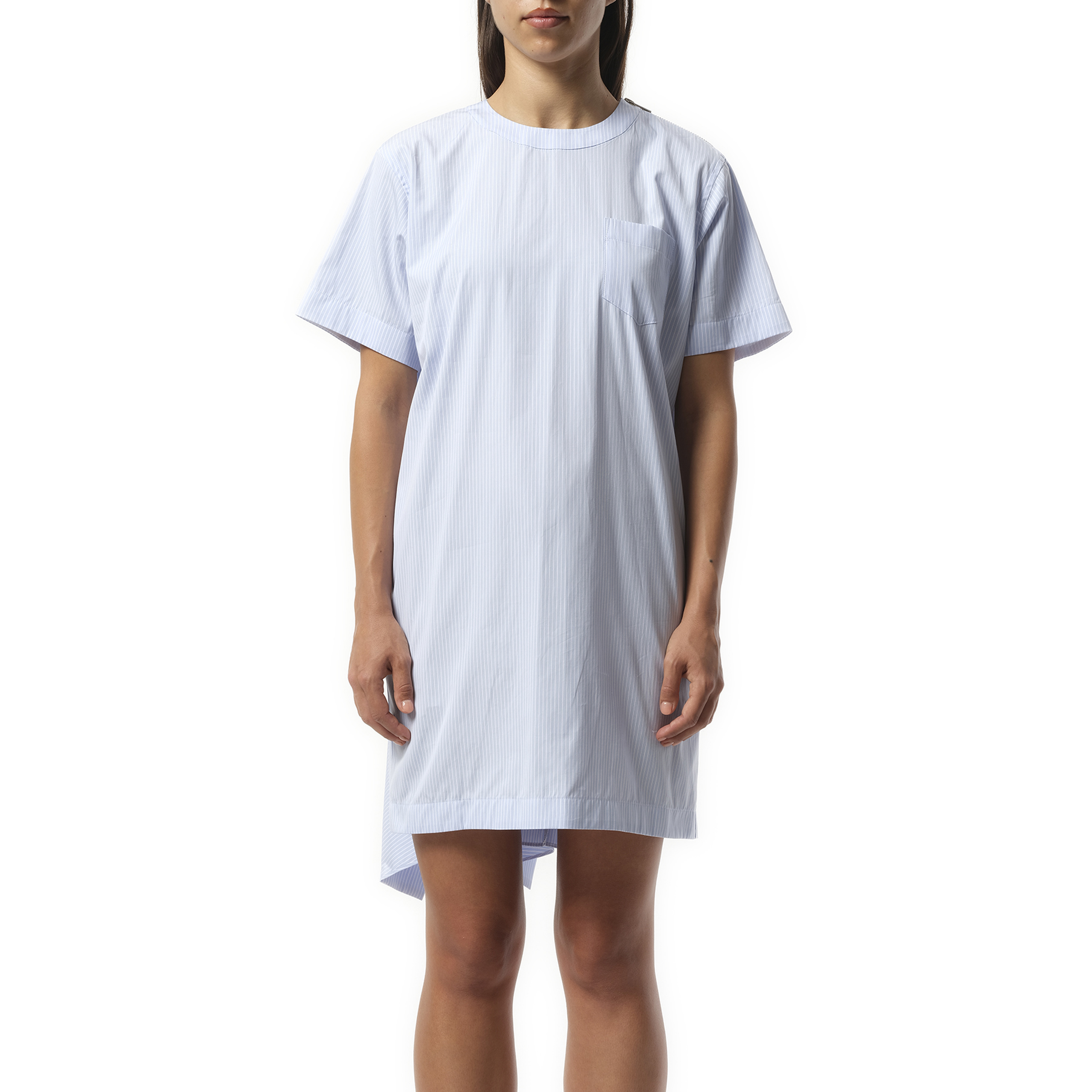 Poplin Dress in Light Blue Stripe