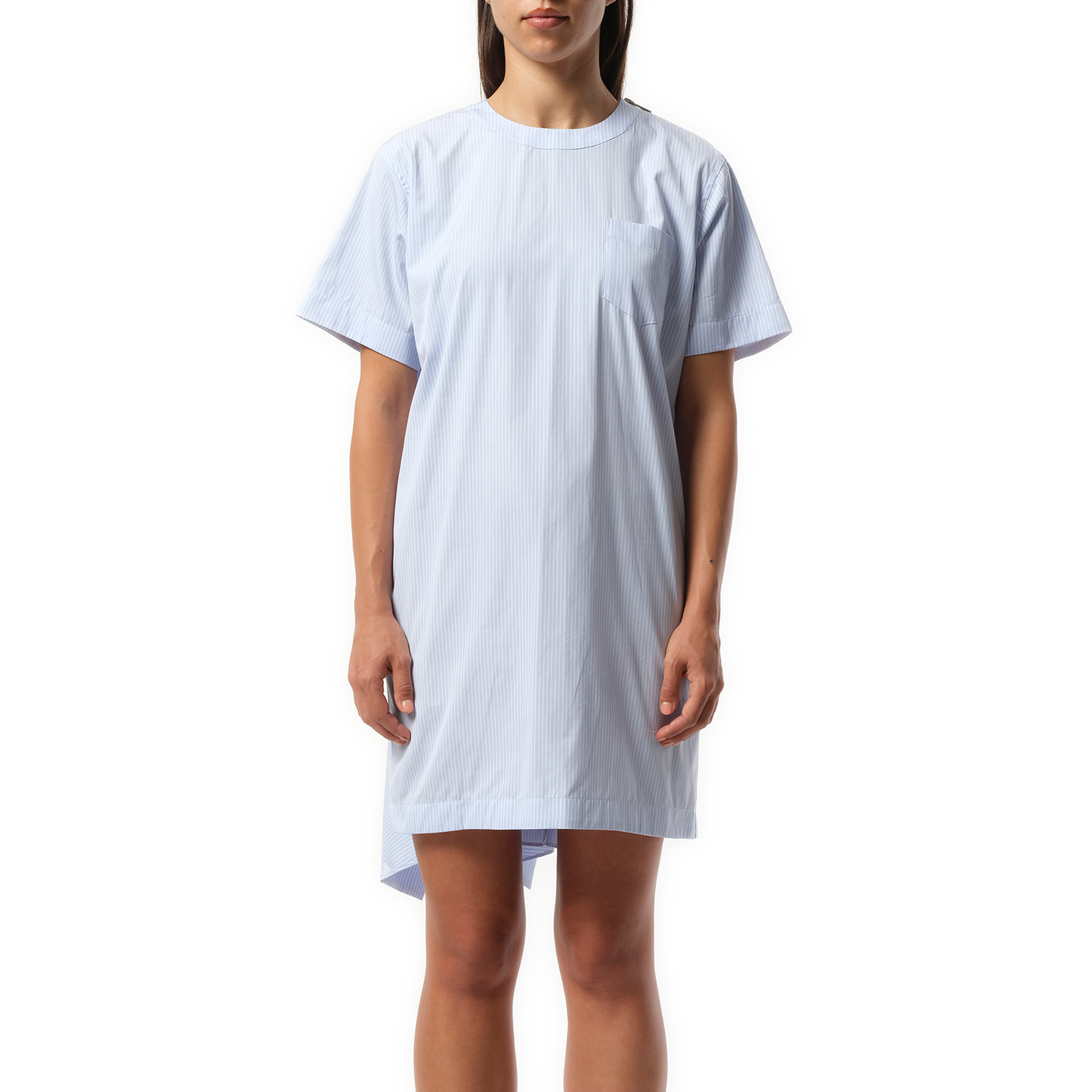 Poplin Dress in Light Blue Stripe