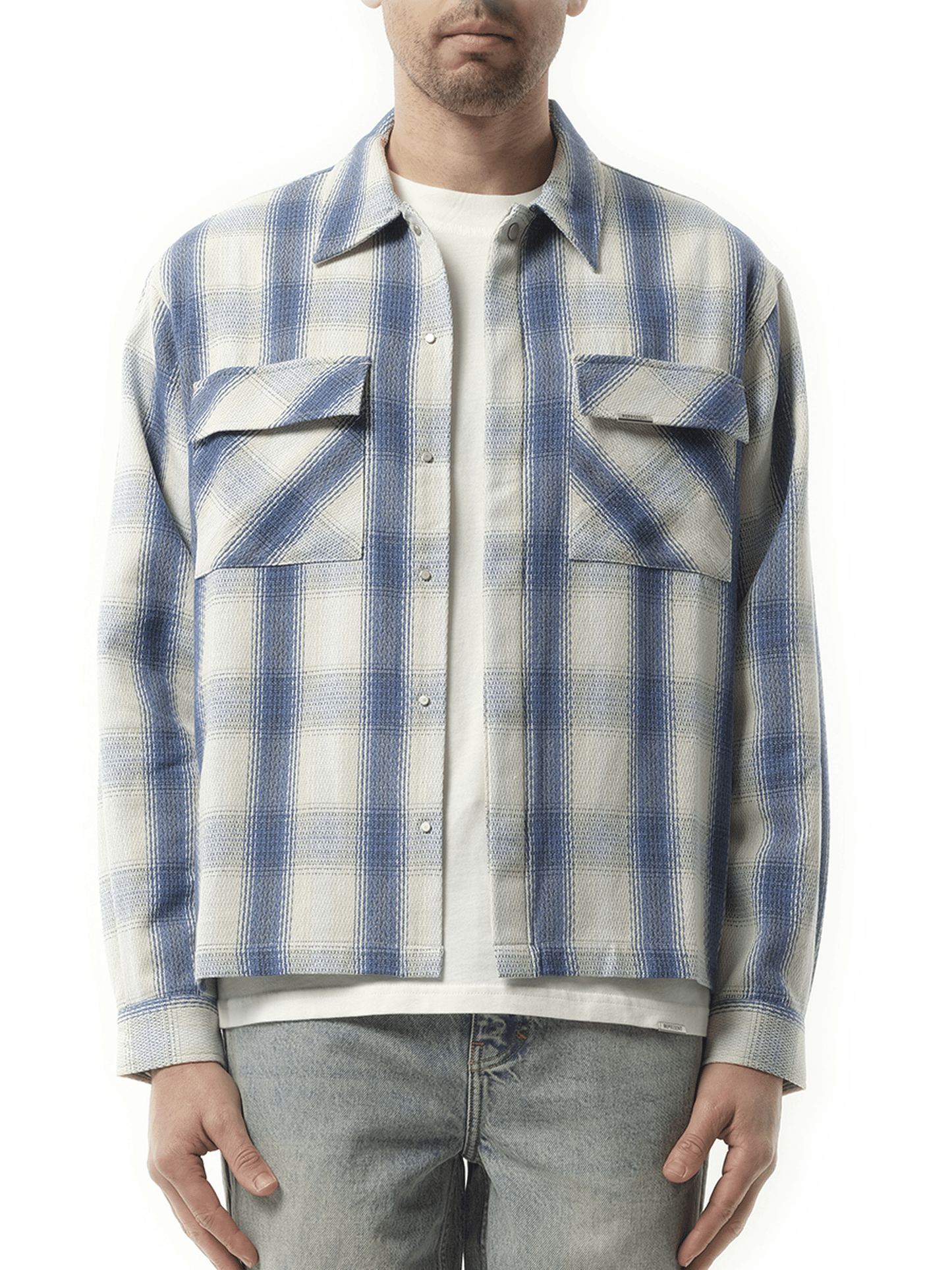 Represent Season Flannel Shirt in Mid Blue