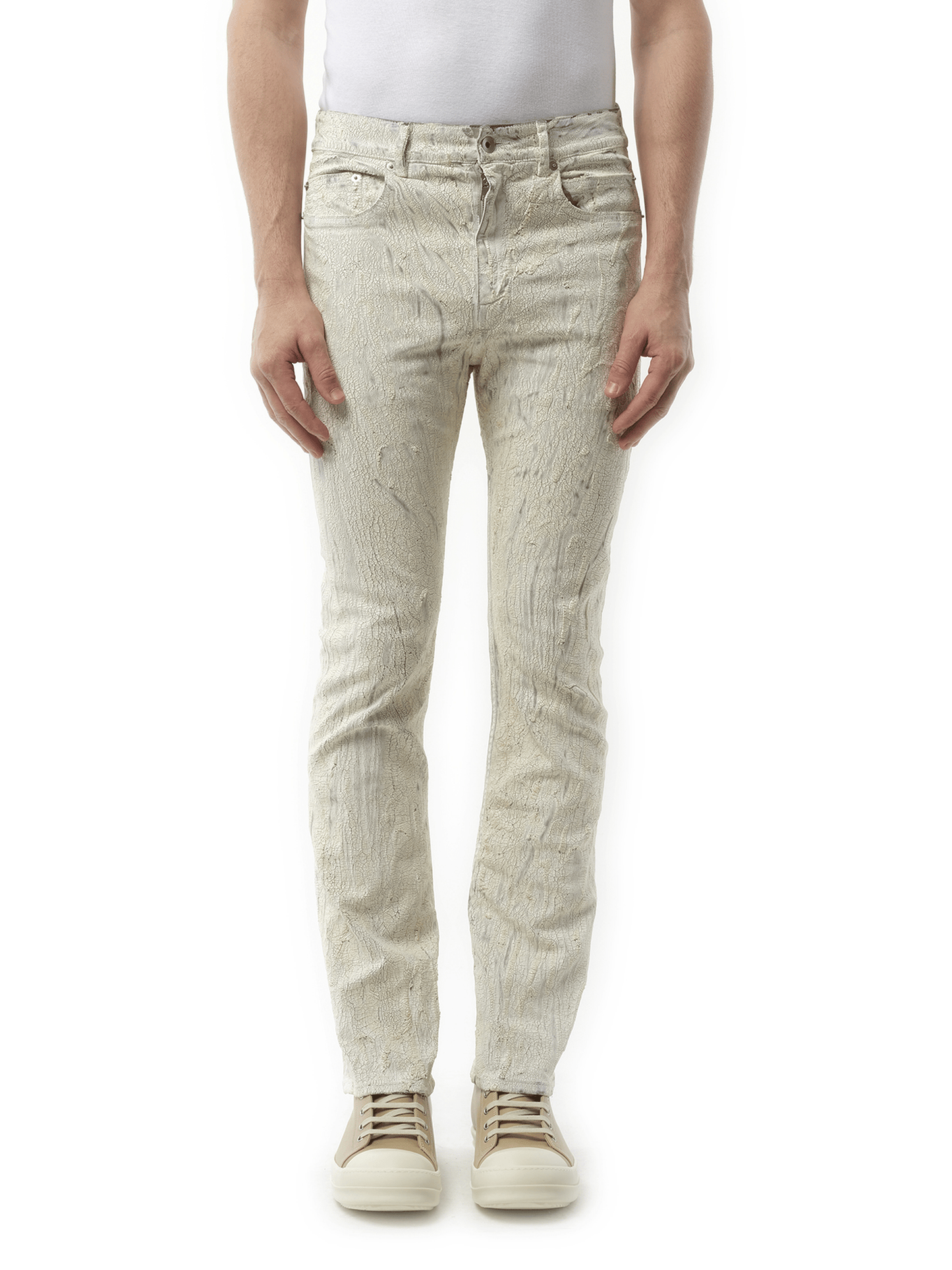 Rick Owens Headon Utility Denim Pants in Milk
