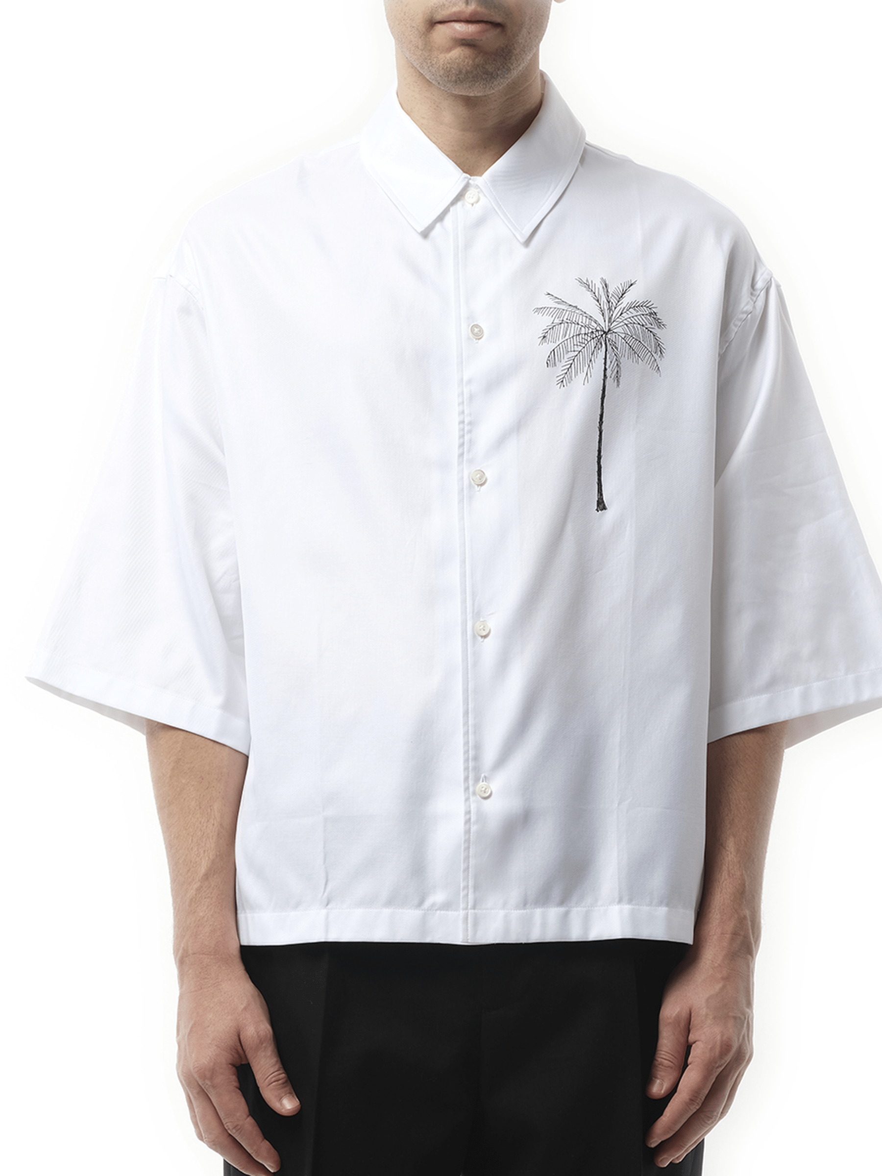 Jacquemus La Chemise Aloe Palm Tree in White/Black