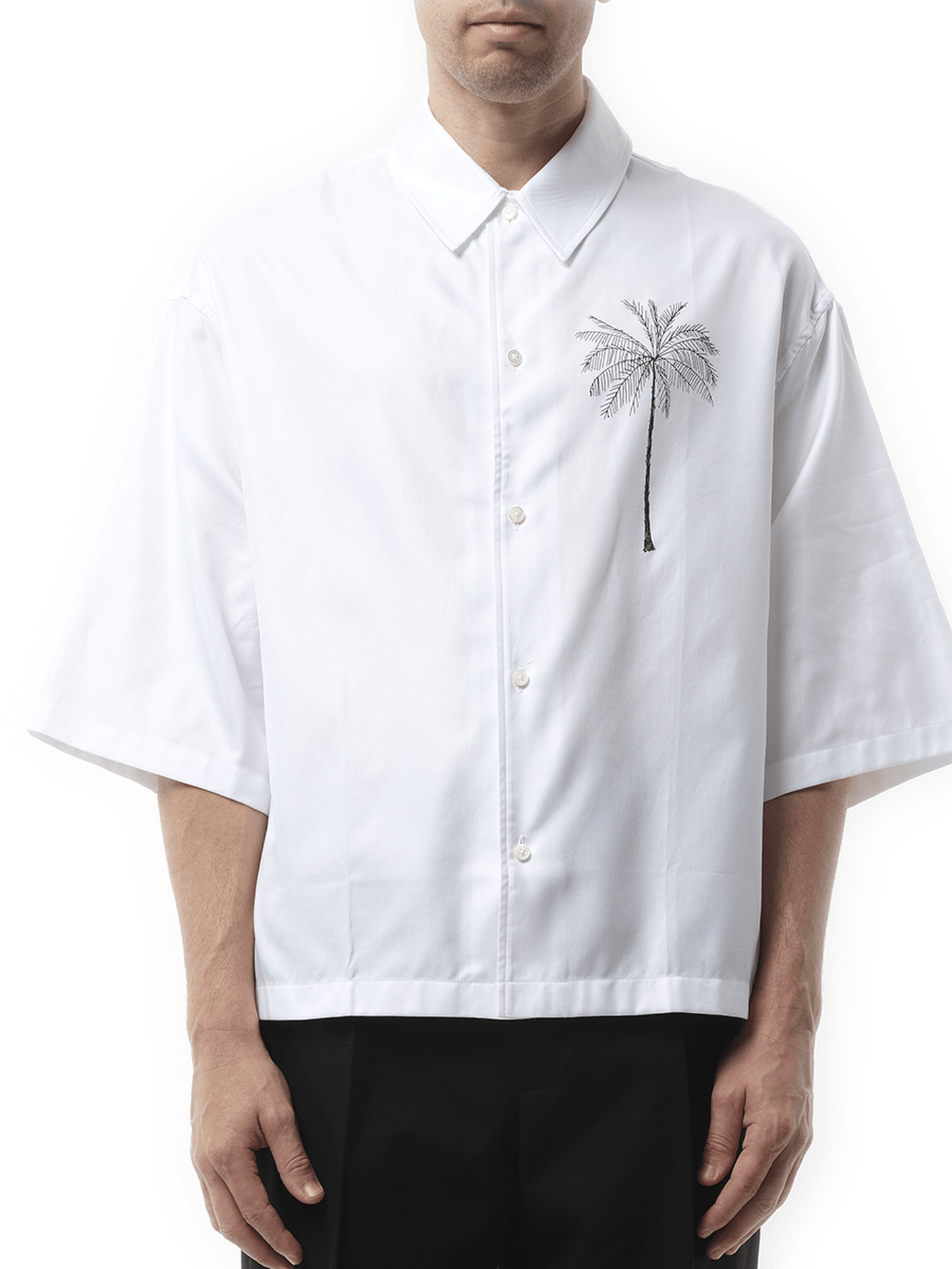 Jacquemus La Chemise Aloe Palm Tree in White/Black