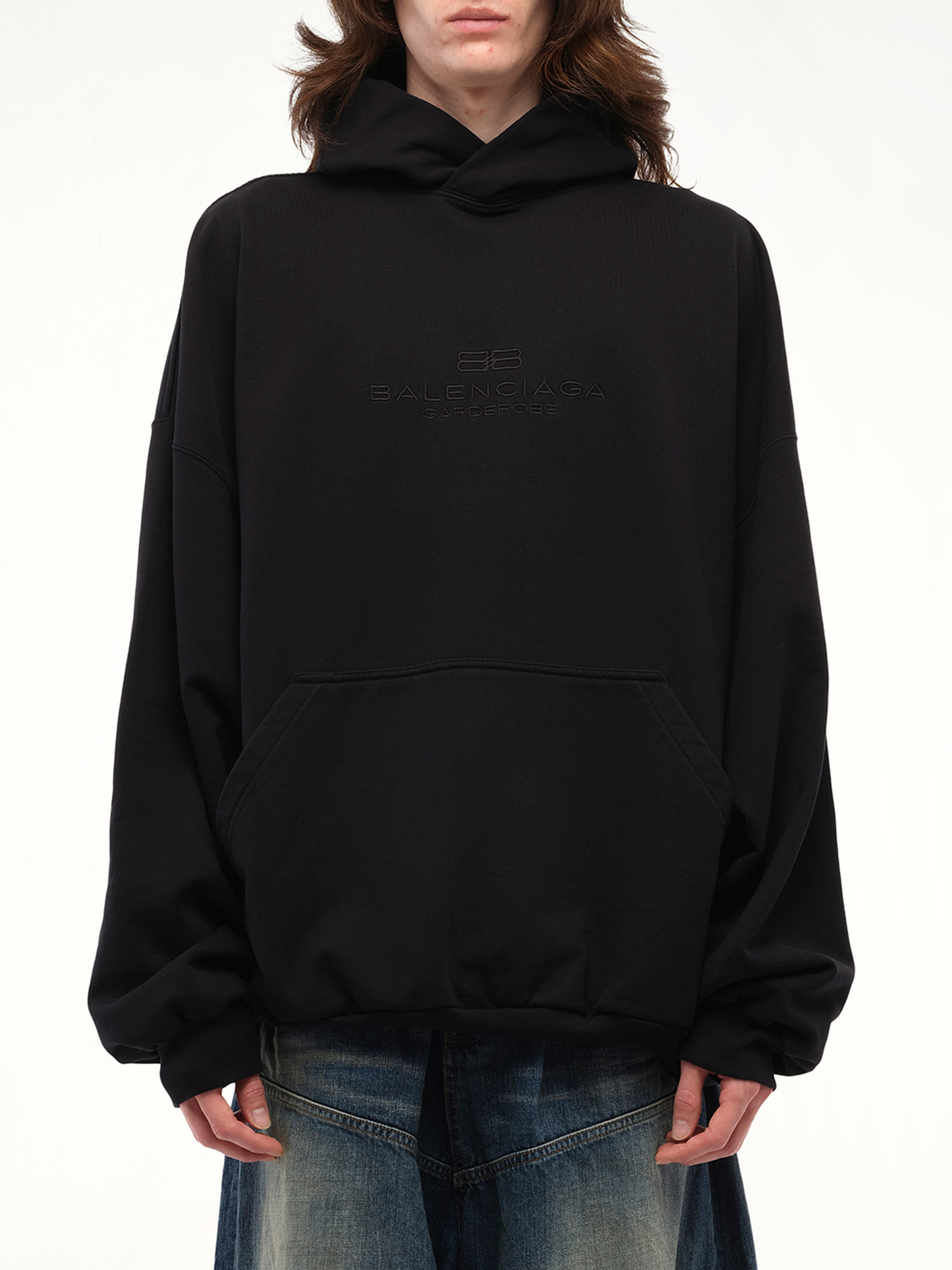 Balenciaga BB Embroidery Large Fit Hoodie in Black