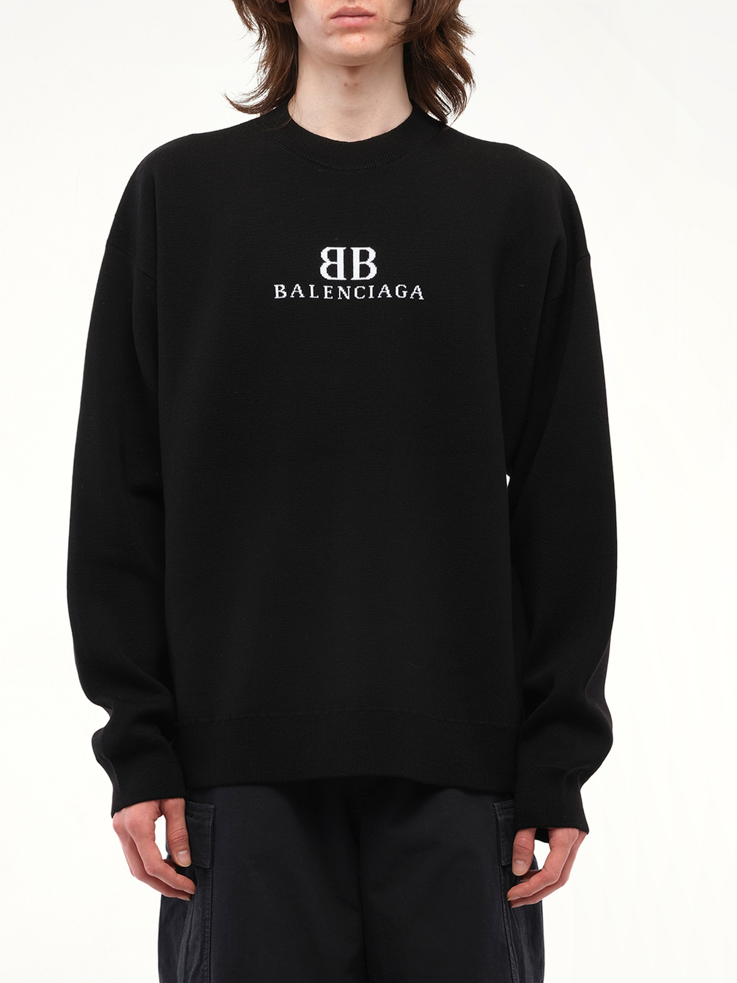 Balenciaga Crewneck Sweater in Black/White