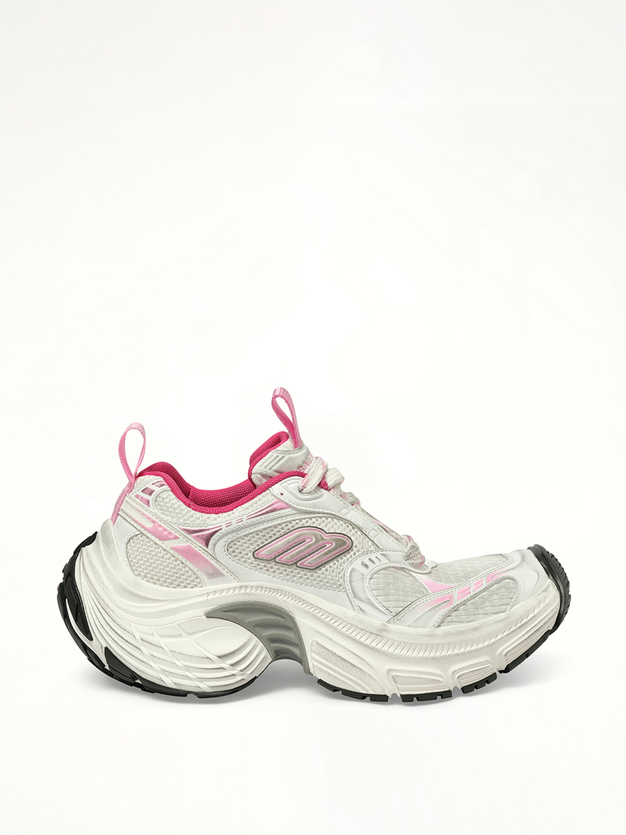6XL Sneaker in White/Pink/Grey/Black Side View | BALENCIAGA