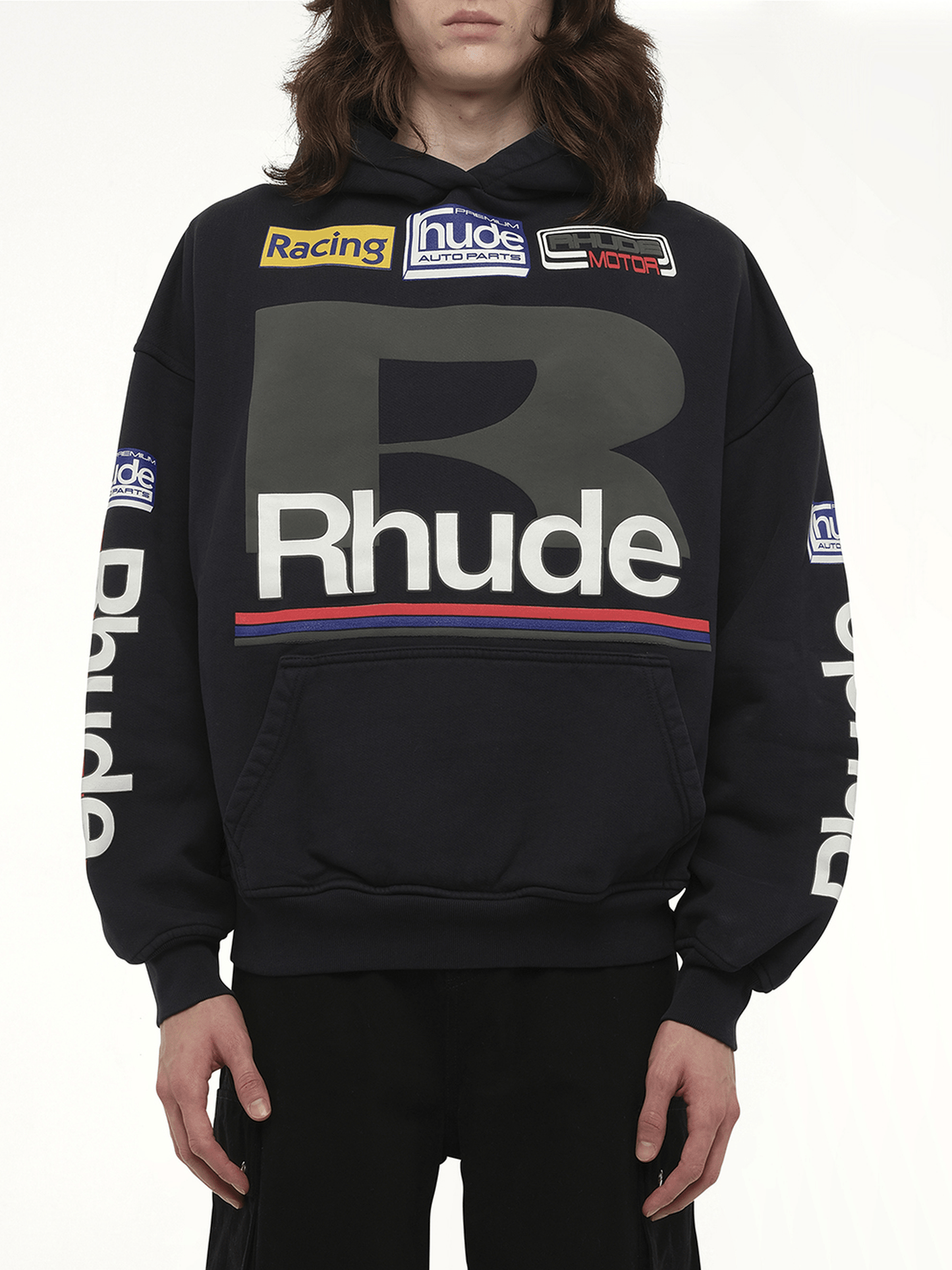 Rhude Petrol Patch Hoodie in Vintage Black