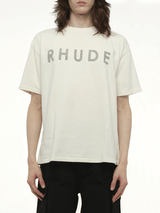Rhude Distressed Logo T-Shirt in Vintage White