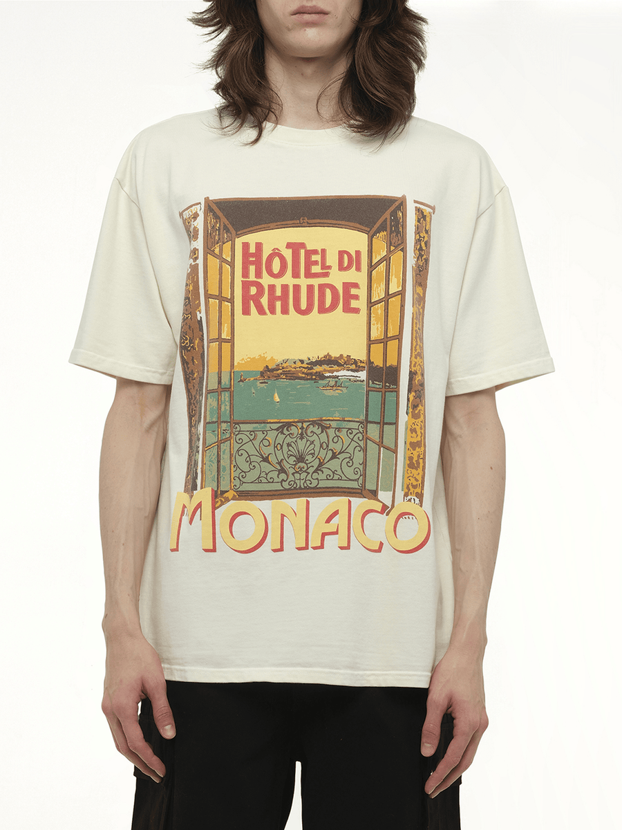 Rhude Hotel Di Monaco T-Shirt in Vintage White