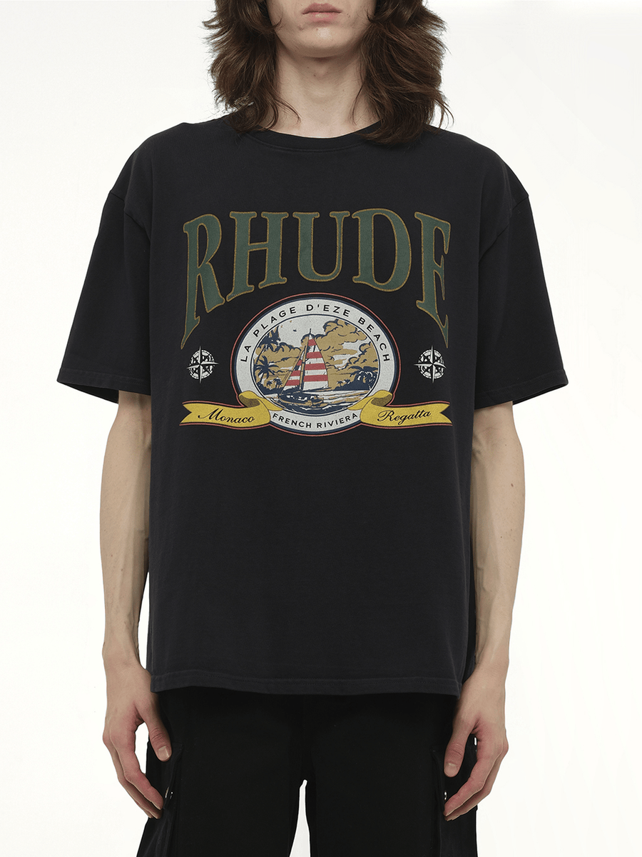 Rhude Monaco Regatta T-Shirt in Vintage Black