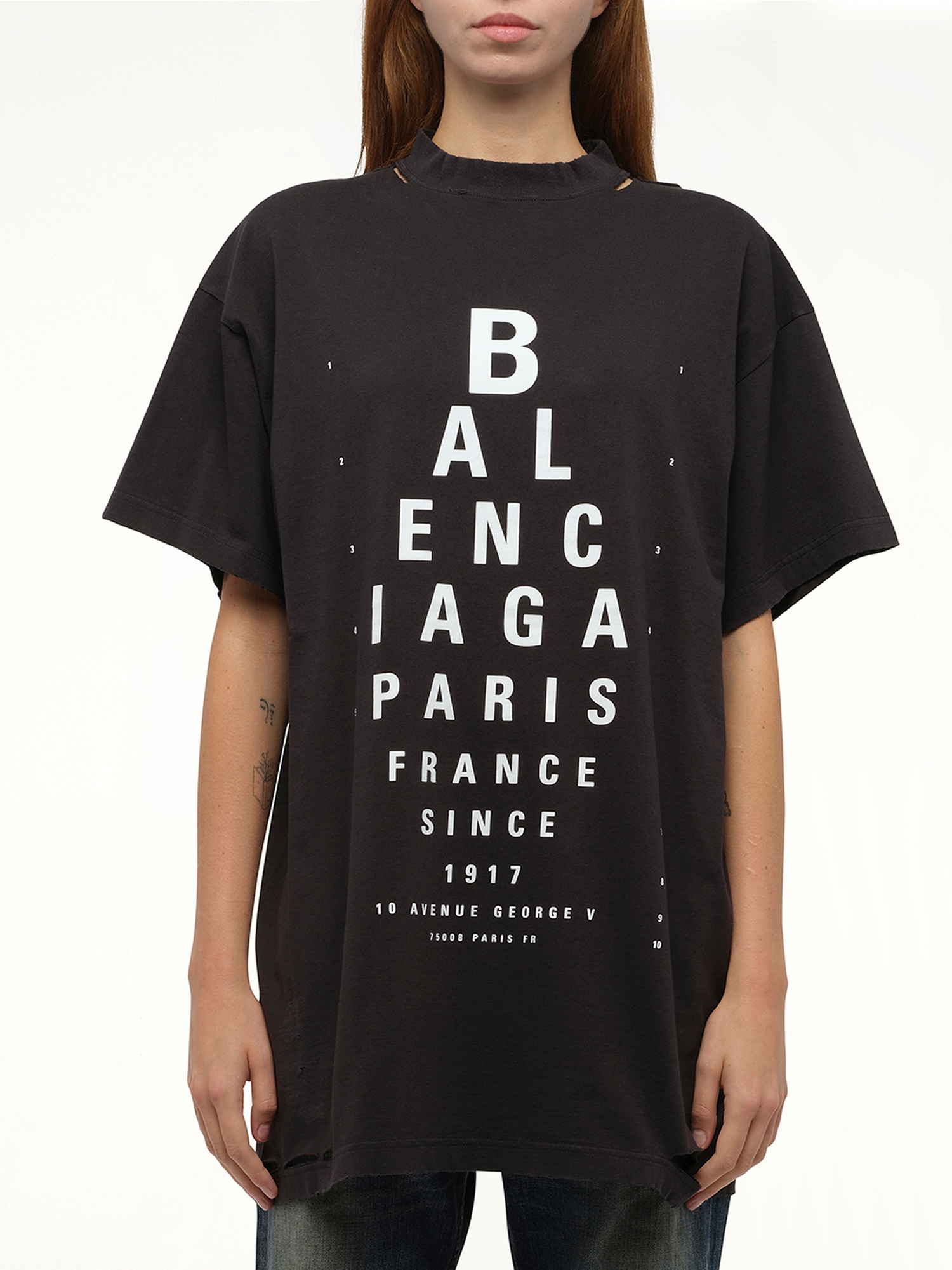 Balenciaga Eye-Test Oversized T-Shirt in Washed Black/White