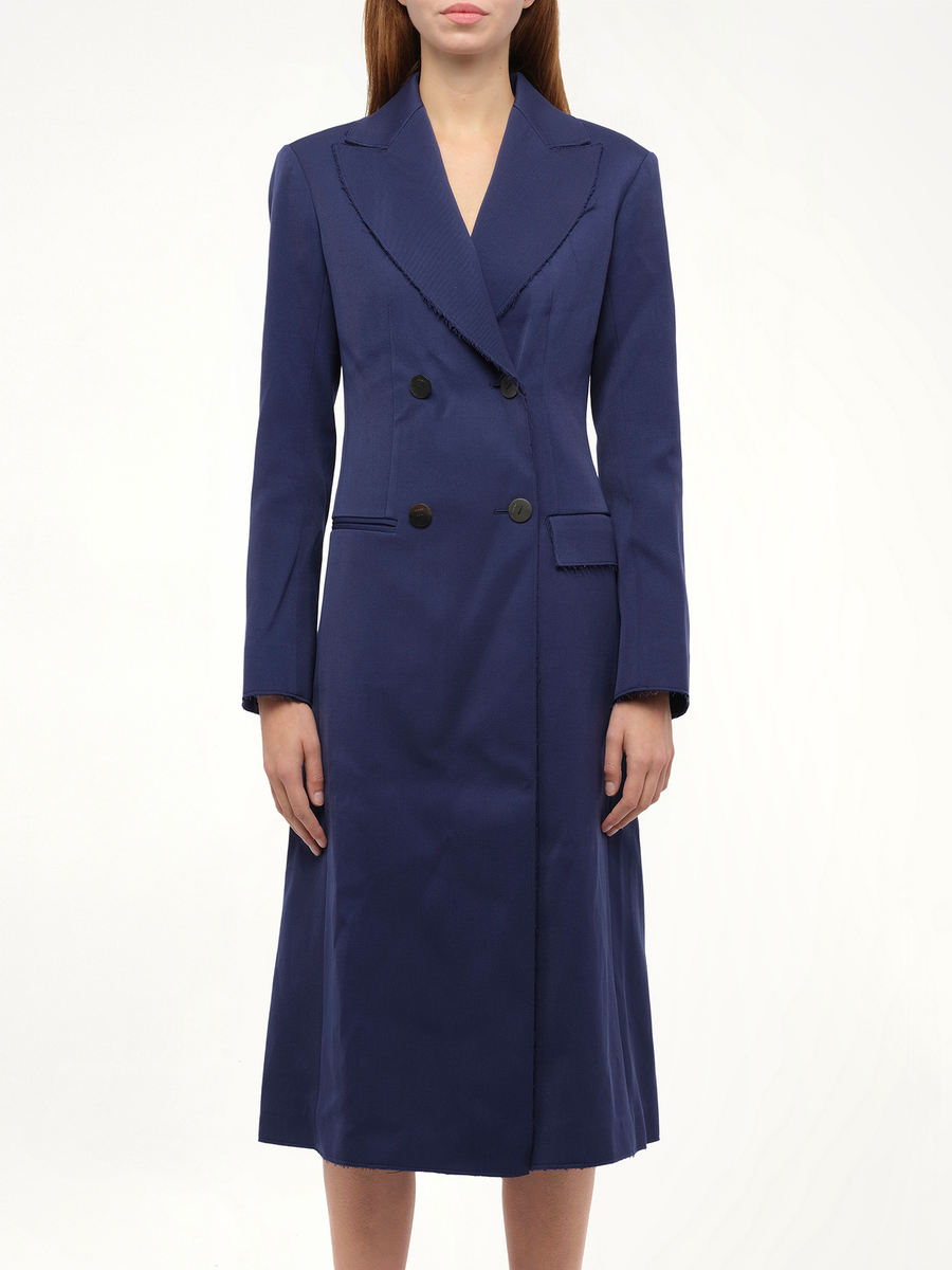 Double Button Coat in Navy
