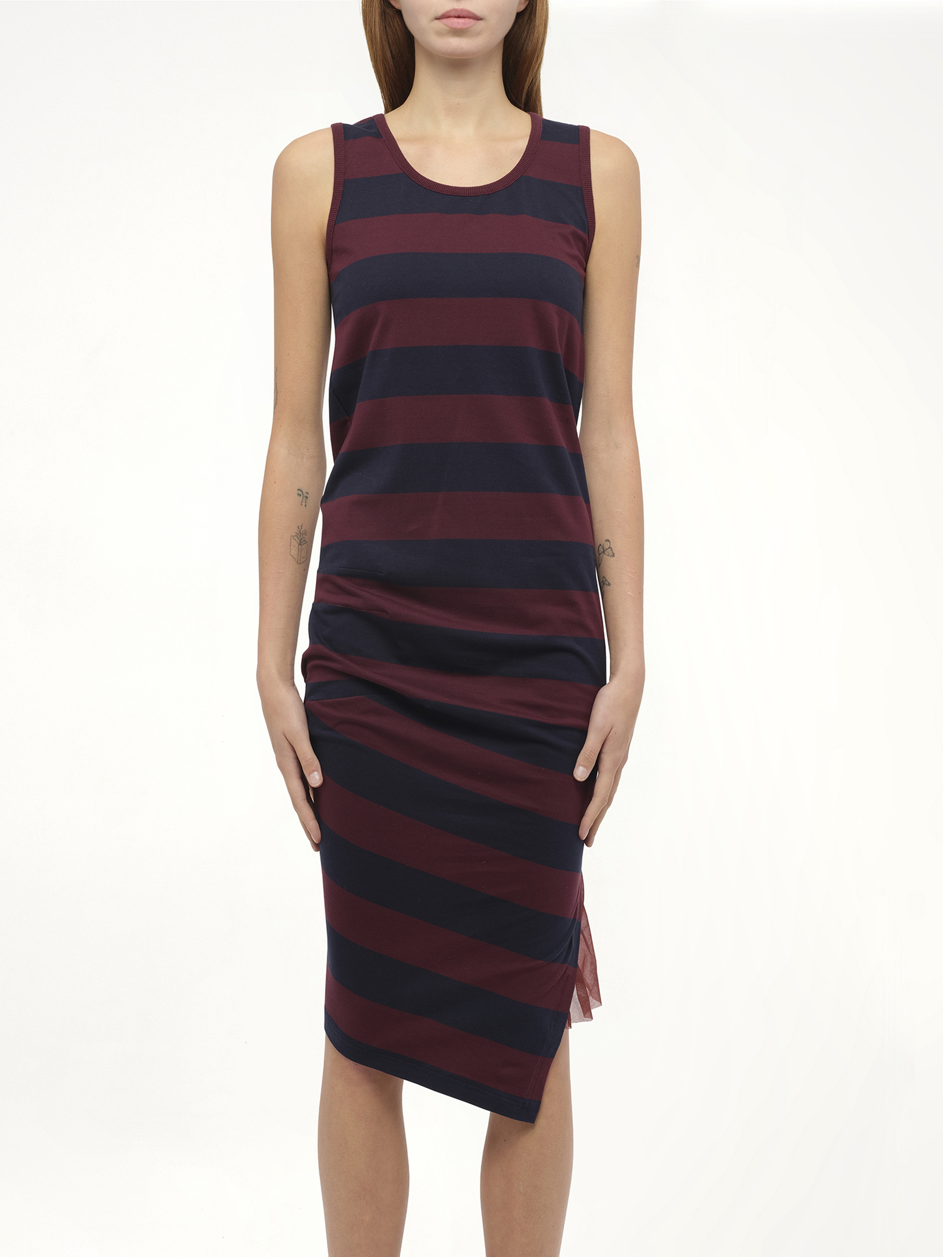 Stripe Jersey Dress in Navy/Red