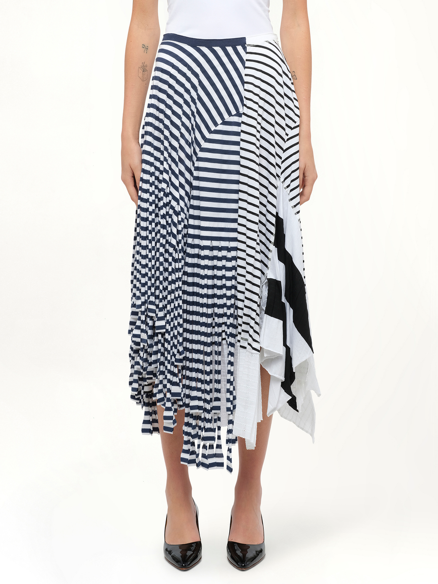 Stripe Jersey Skirt in Navy