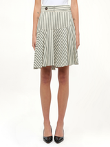 Stripe Skater Skirt in White