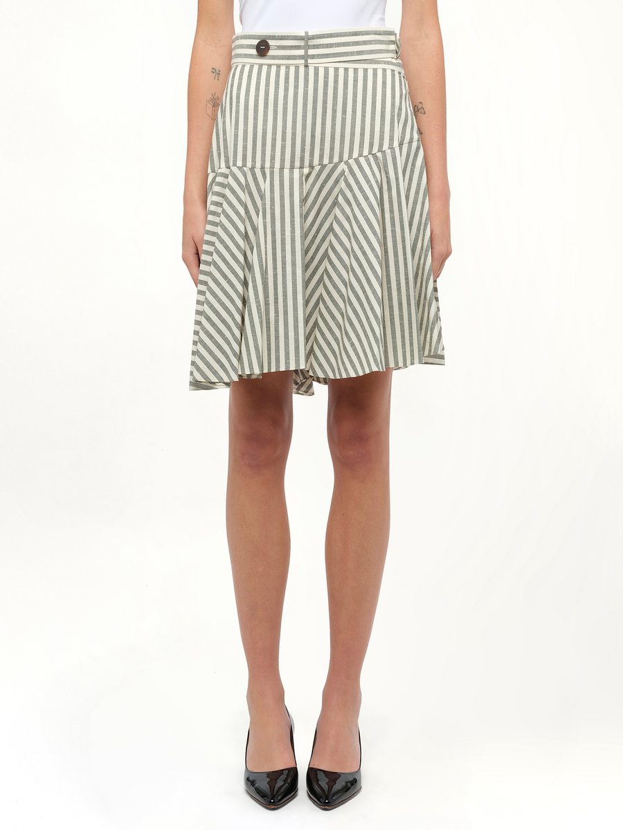 Stripe Skater Skirt in White
