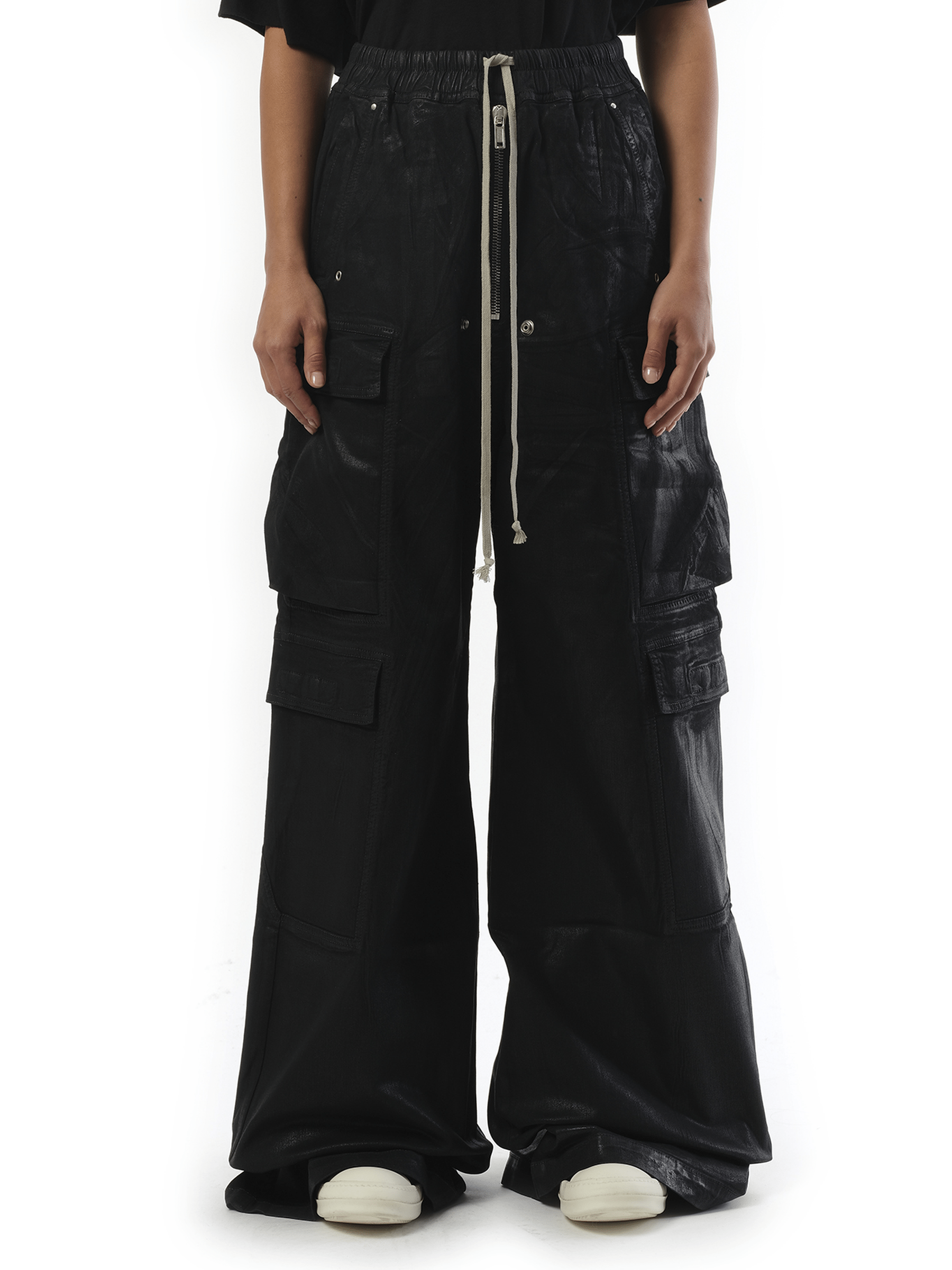Rick Owens Drkshdw Denim Double Cargo Jumbo Belas in Black