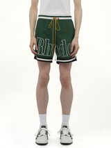 Rhude Logo Basketball Swim Short in Forest Green/Black/White