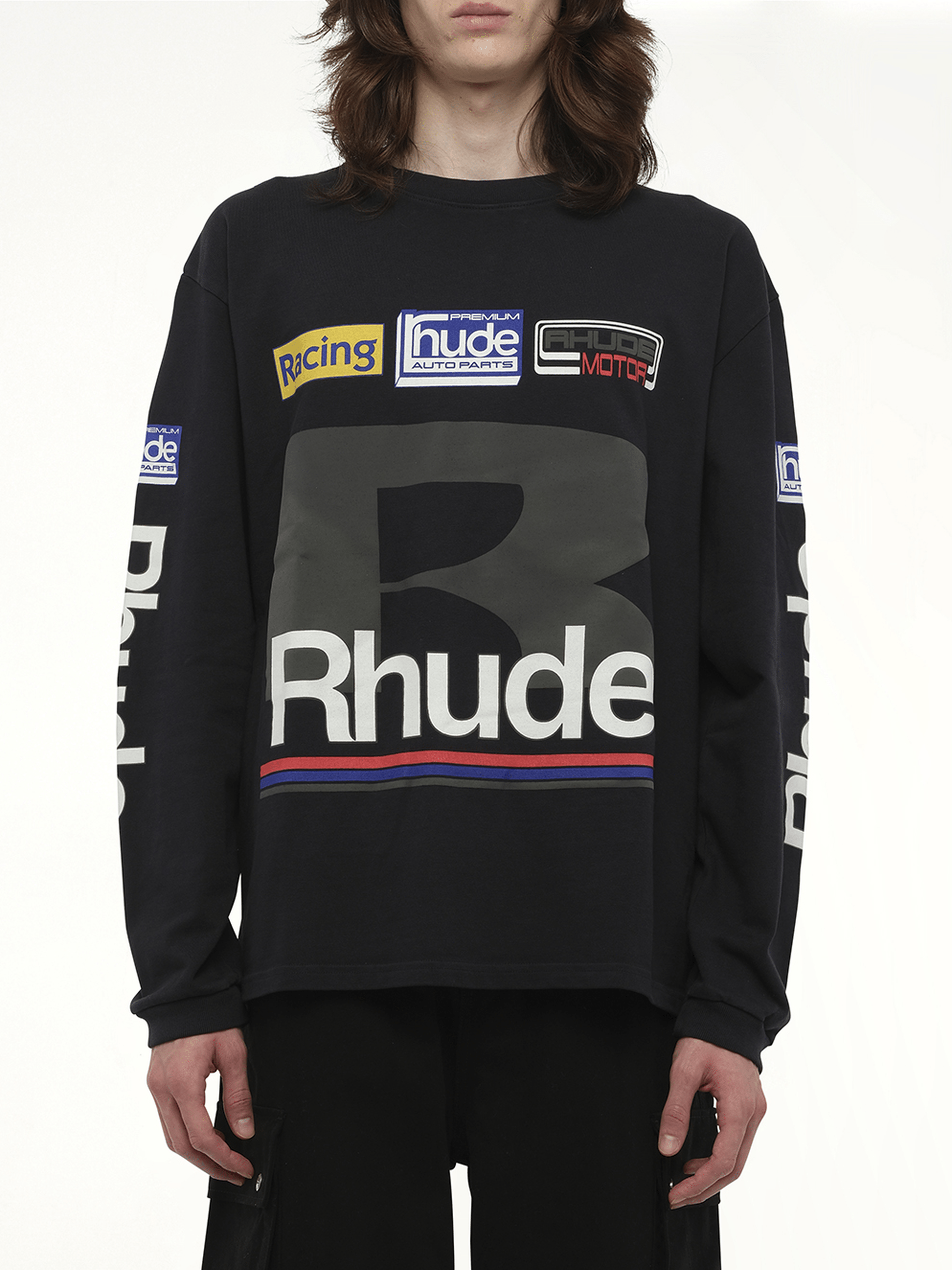 Rhude Petrol Patch Long Sleeve T-Shirt in Vintage Black