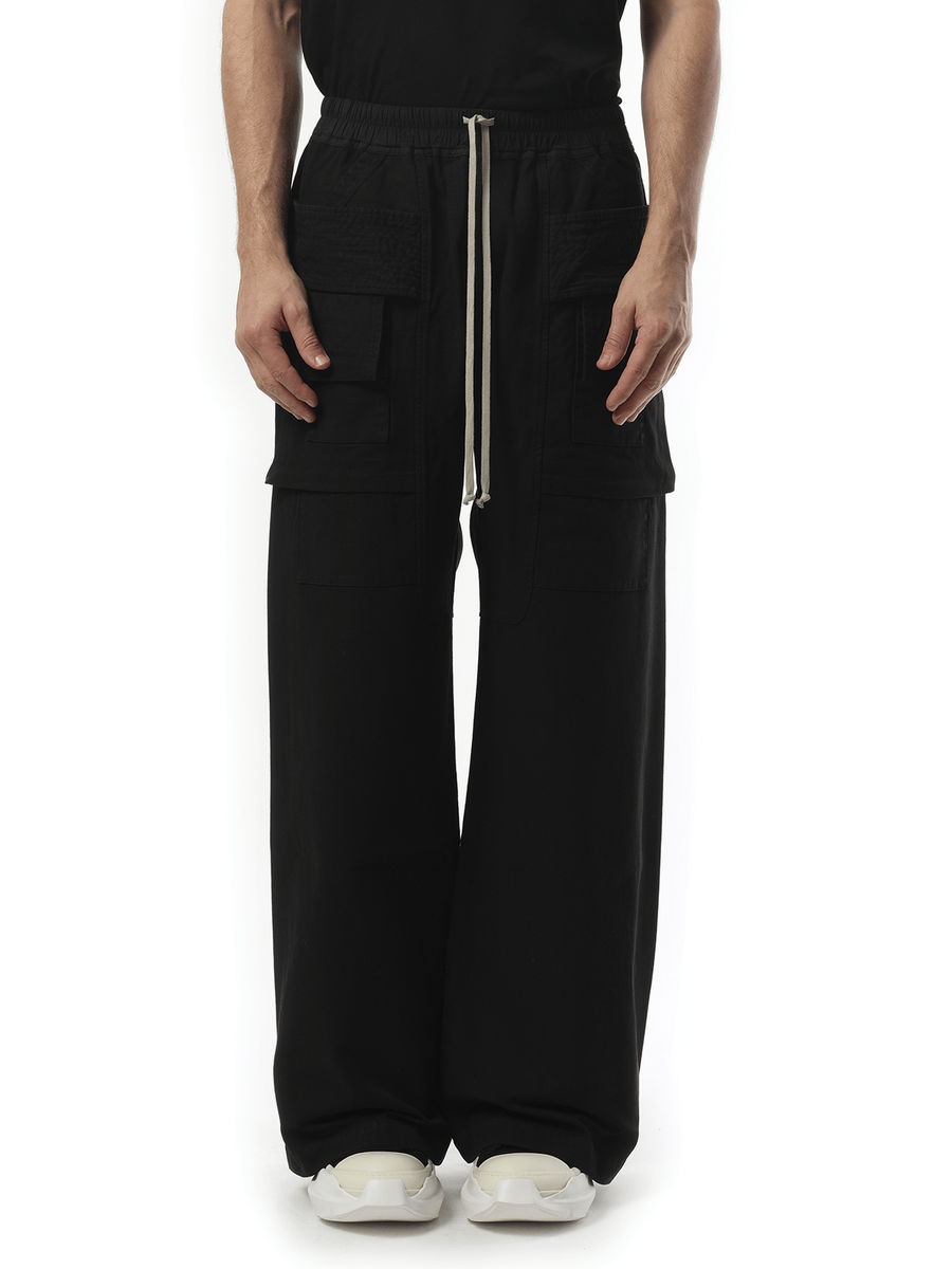 Rick Owens Drkshdw Cotton Canvas Creatch Wide Cargo Drawstring in Black