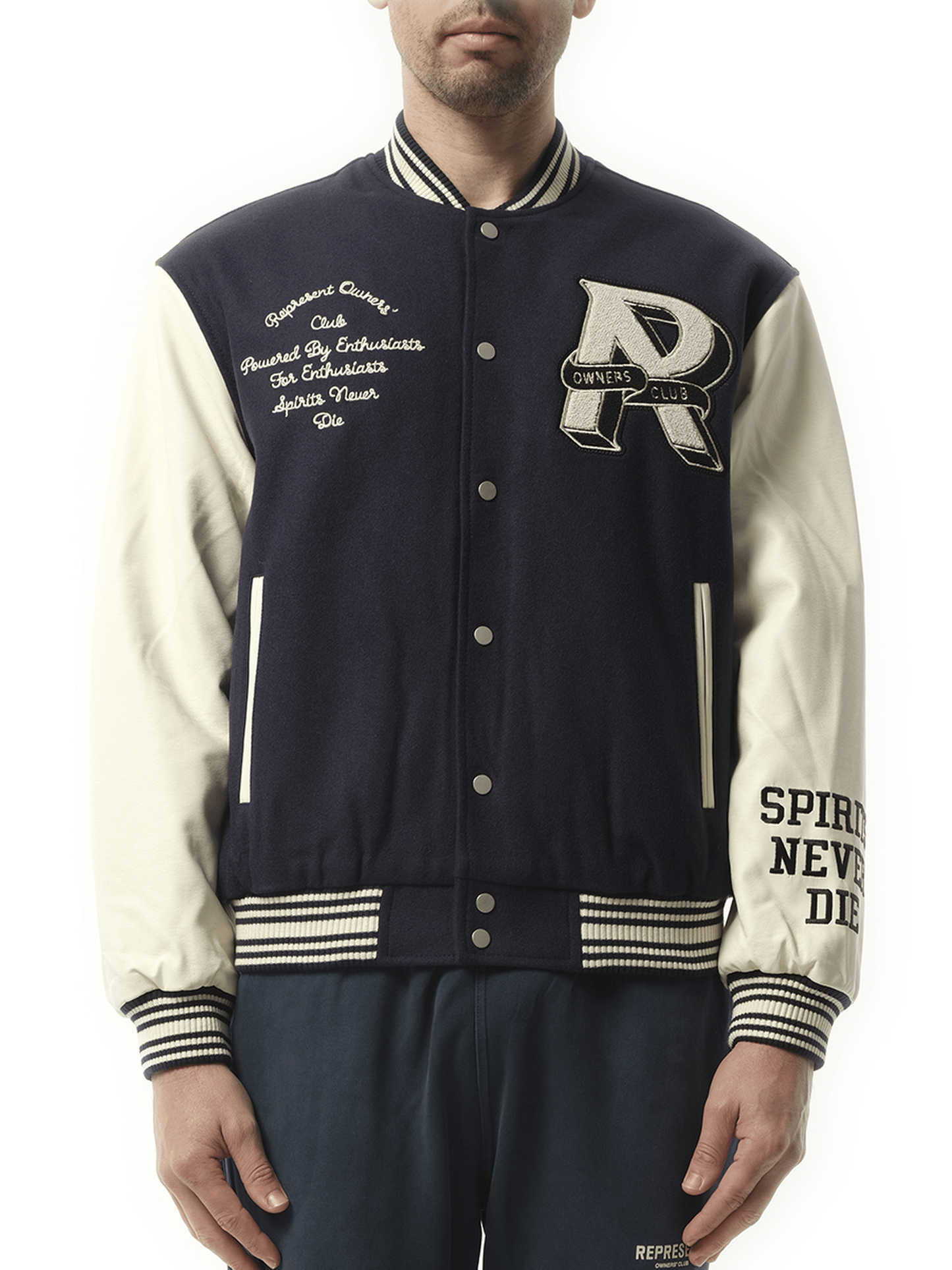 Represent Owners Club Varsity Jacket in Midnight Navy