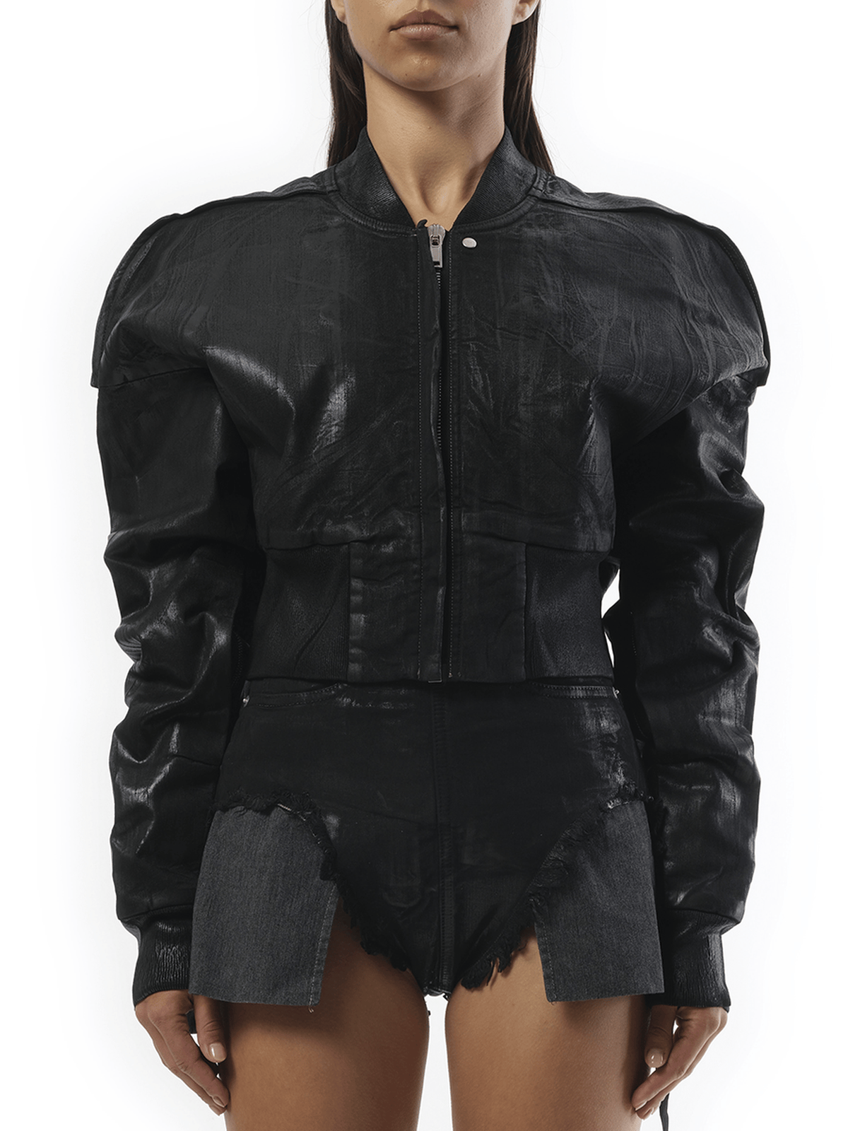 Rick Owens Drkshdw Flight Cropped Denim Jacket in Black