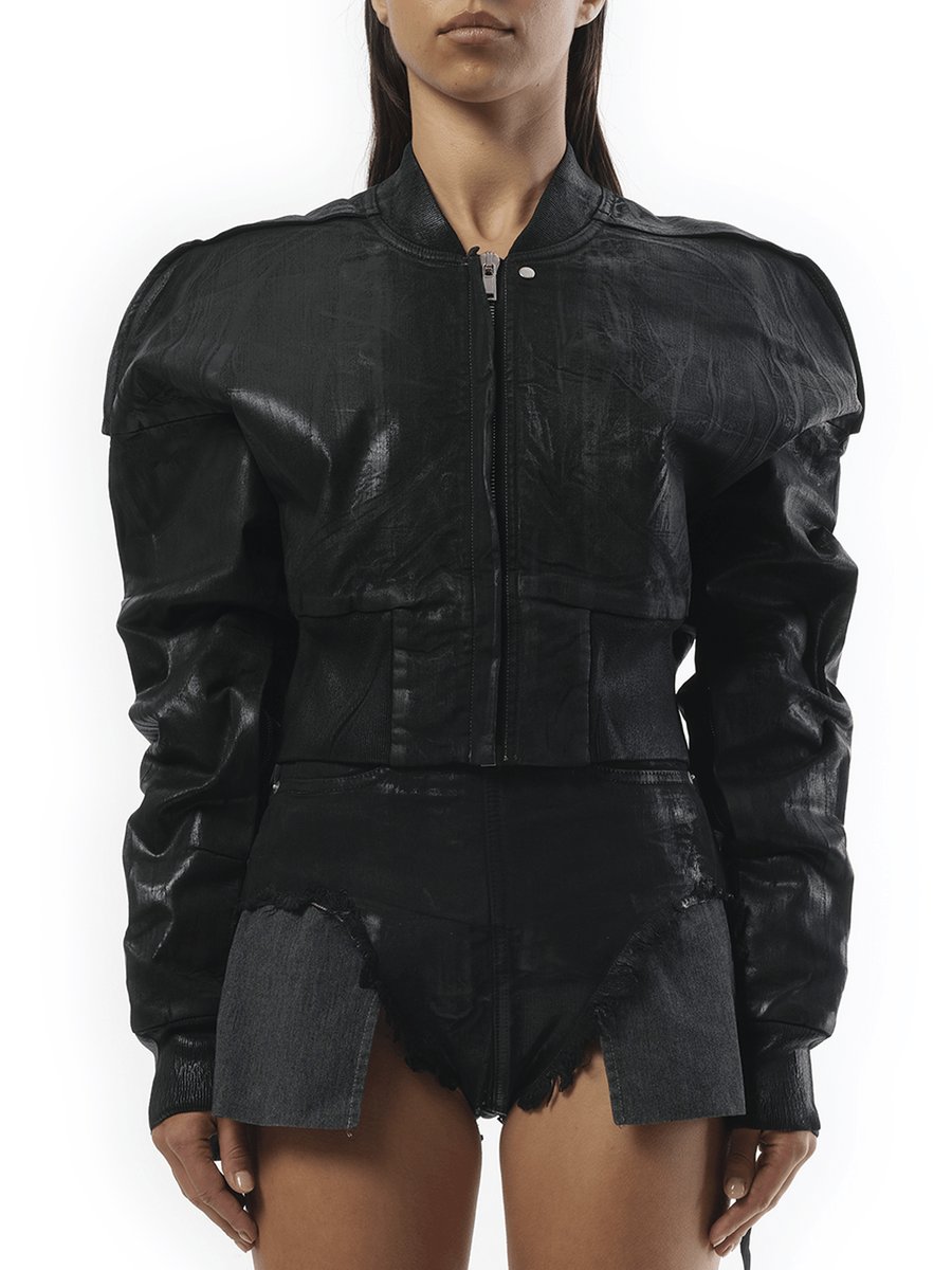 Rick Owens Drkshdw Flight Cropped Denim Jacket in Black