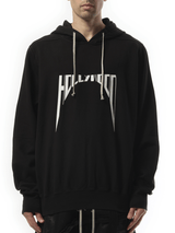 Rick Owens Drkshdw Hollywood Curved Print Oversized Hoodie in Black/Milk